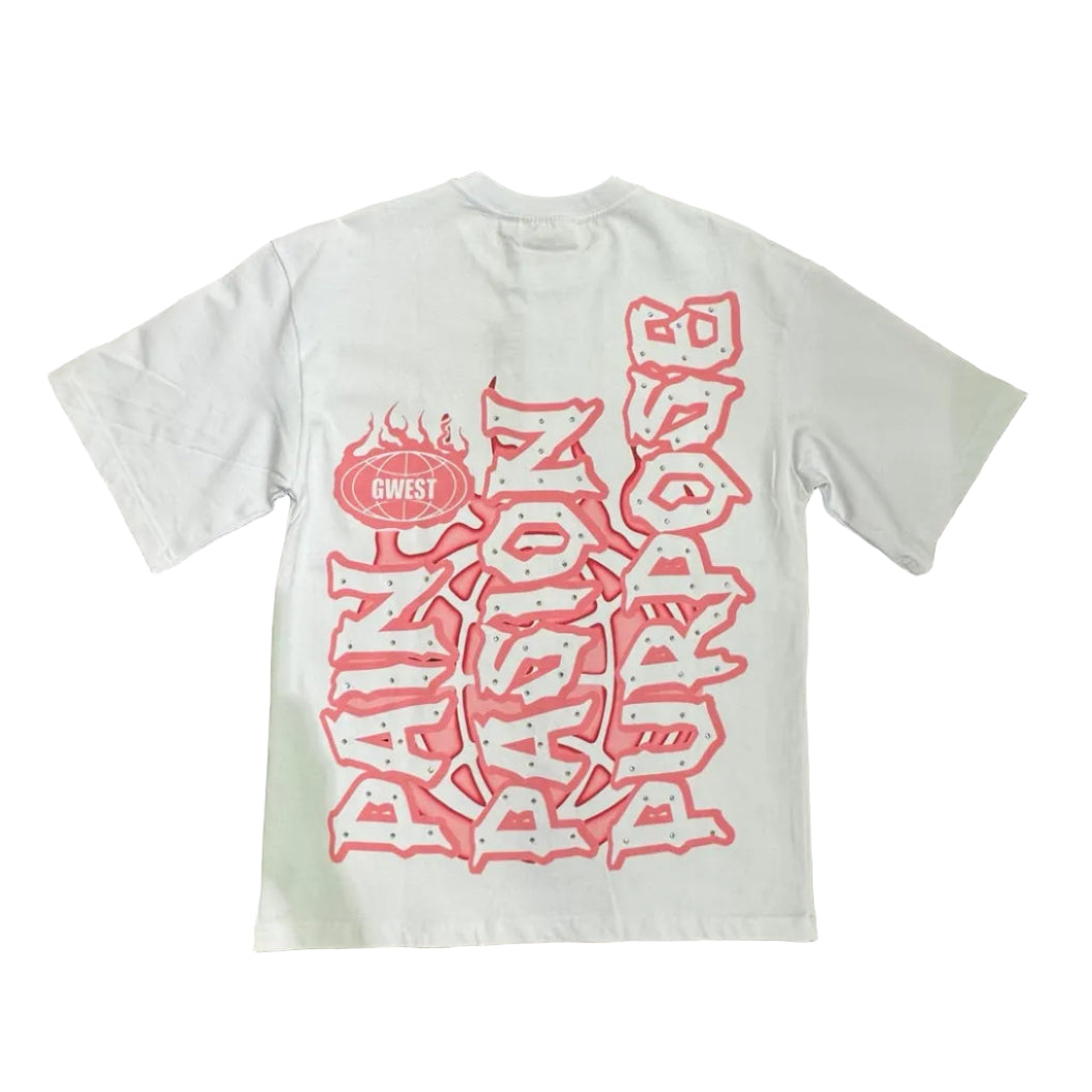 G WEST RHINESTONE PAIN & PEACE TEE