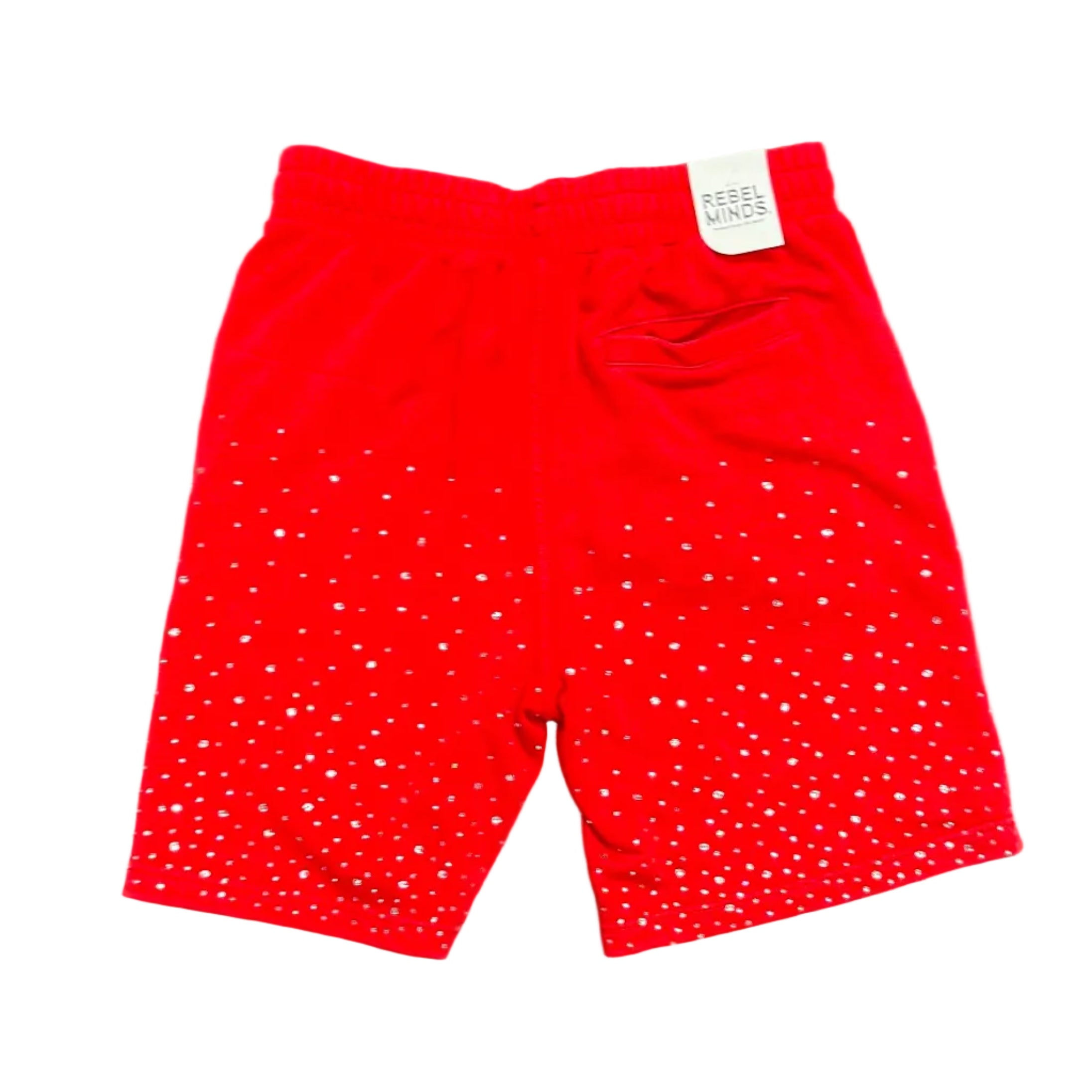 Rebel Minds Red Rhinestone Fleece Shorts