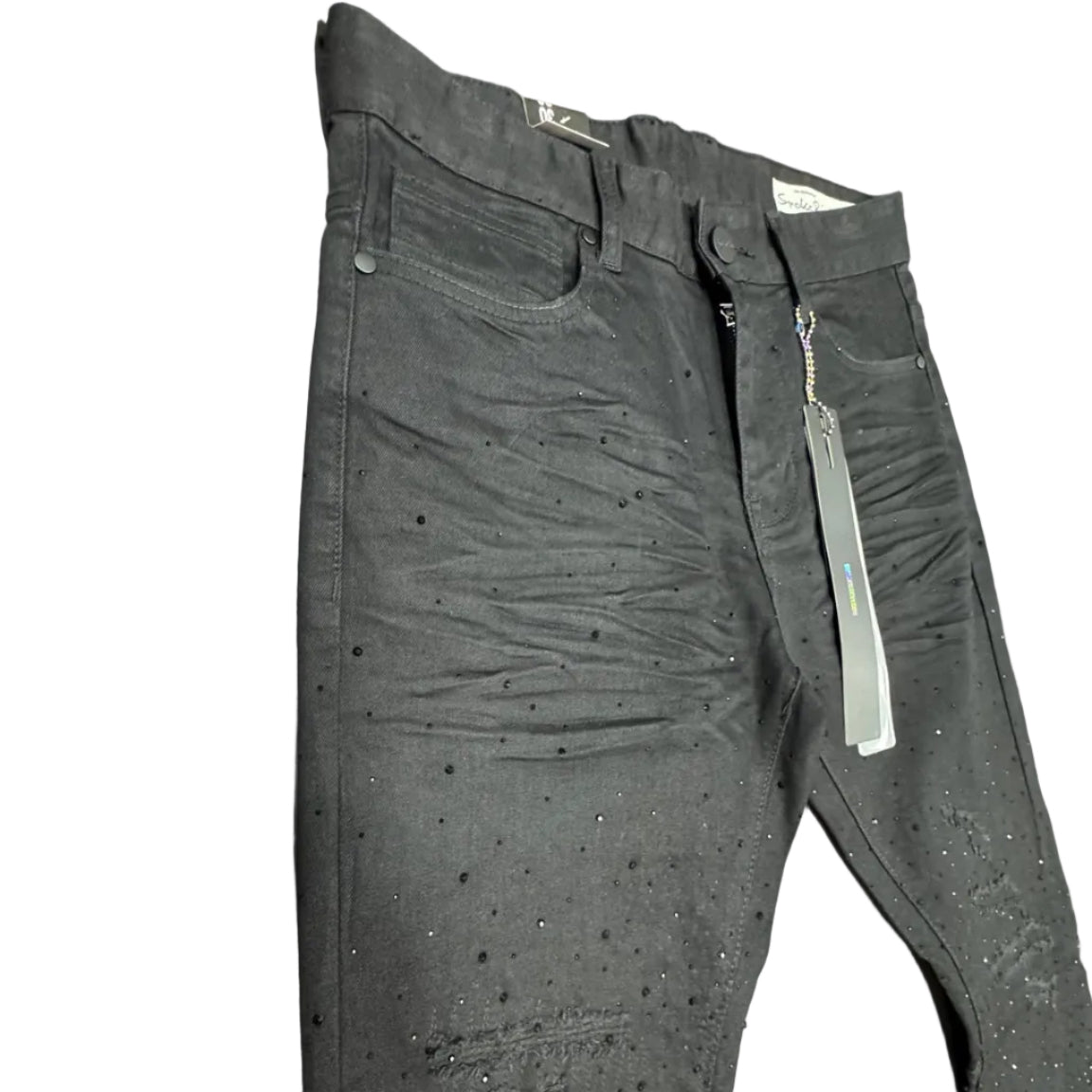 Smoke Rise Black Rhinestone Stacked Flare Jeans