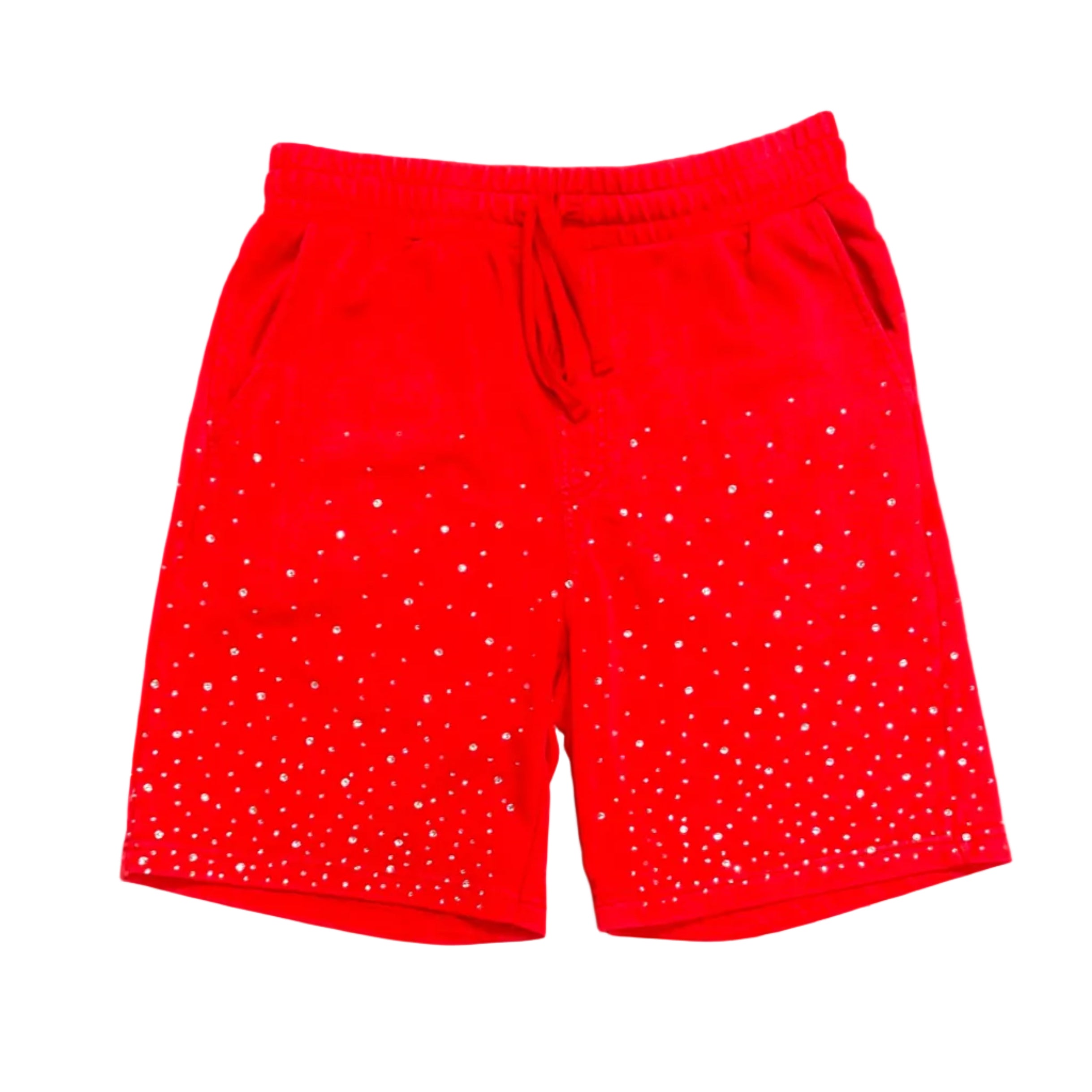 Rebel Minds Red Rhinestone Fleece Shorts