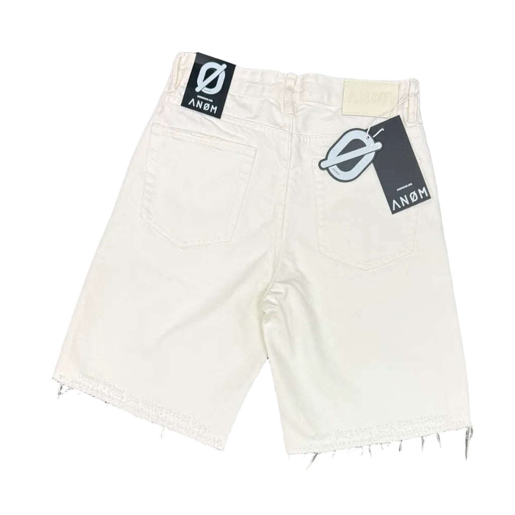 ANOM Raw Hem Denim Shorts– White