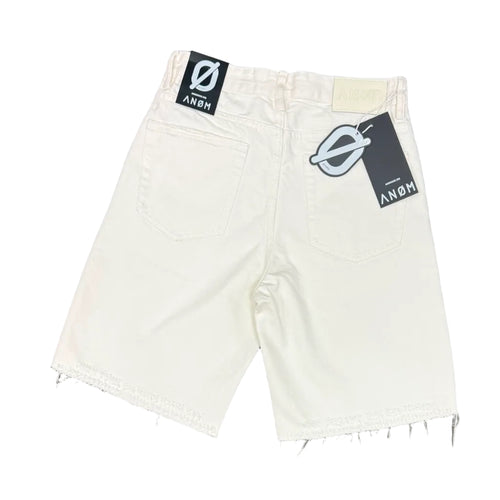 ANOM Raw Hem Denim Shorts– White