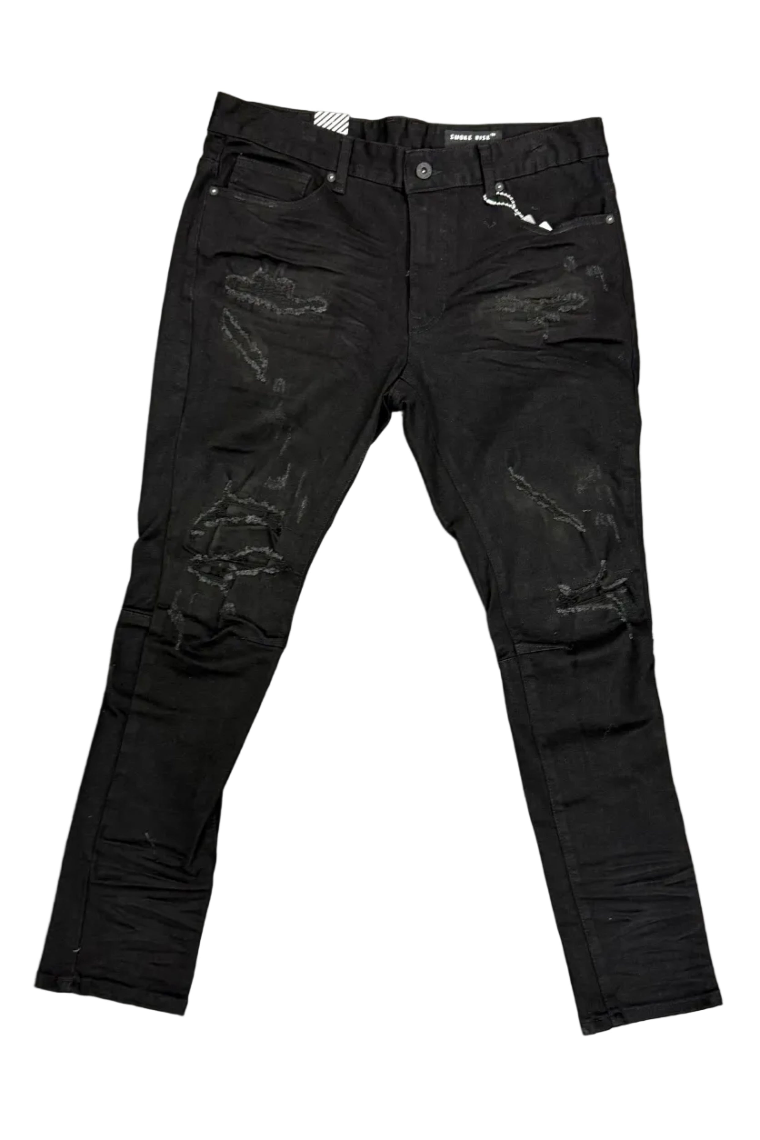 Smoke Rise Distressed Skinny Jeans– Black