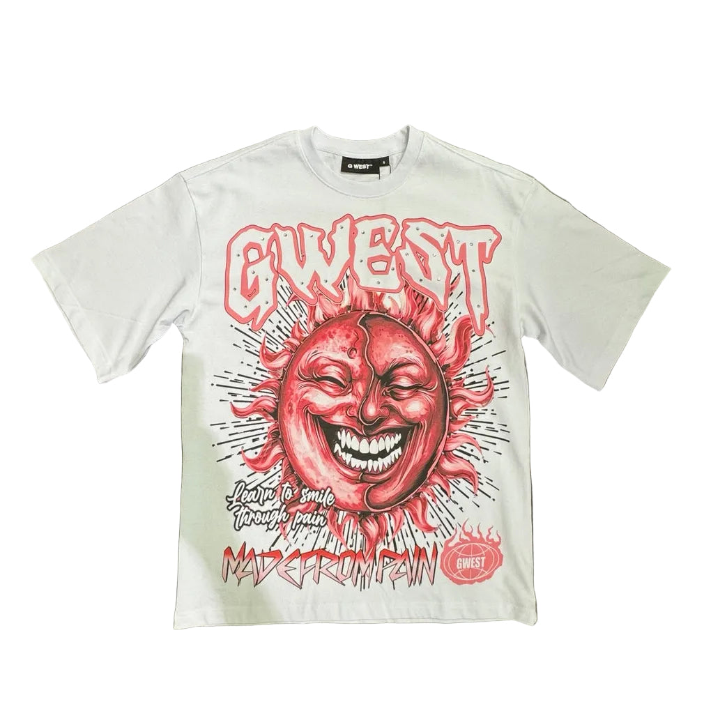 G WEST RHINESTONE PAIN & PEACE TEE