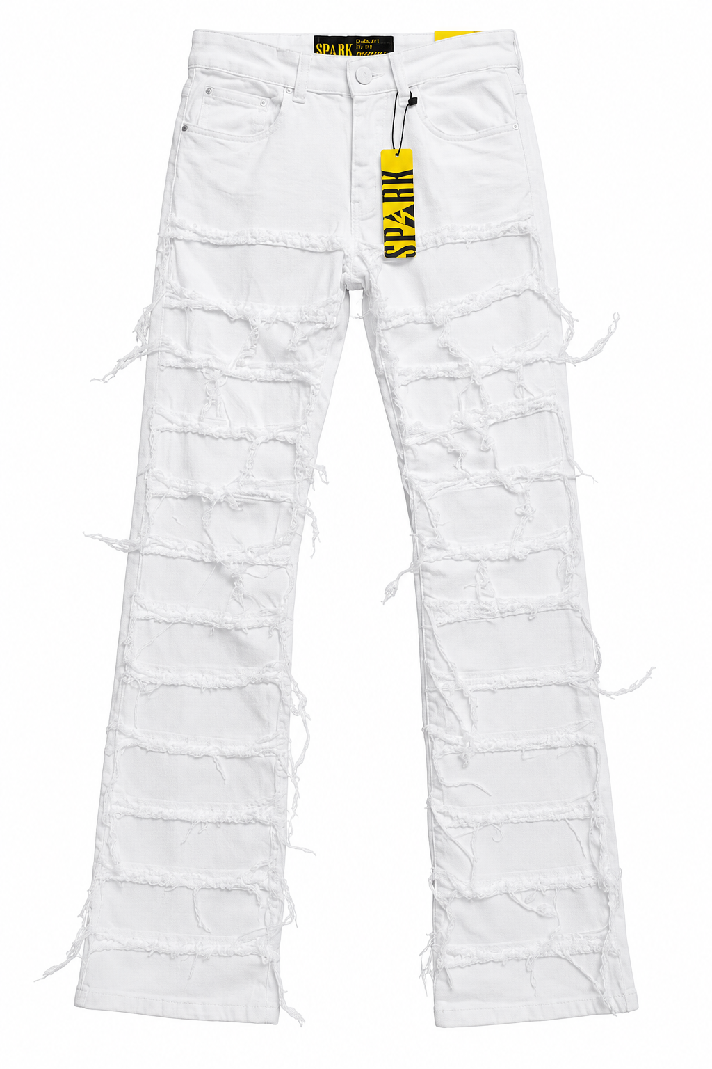 SPARK White Distressed Flare Jeans