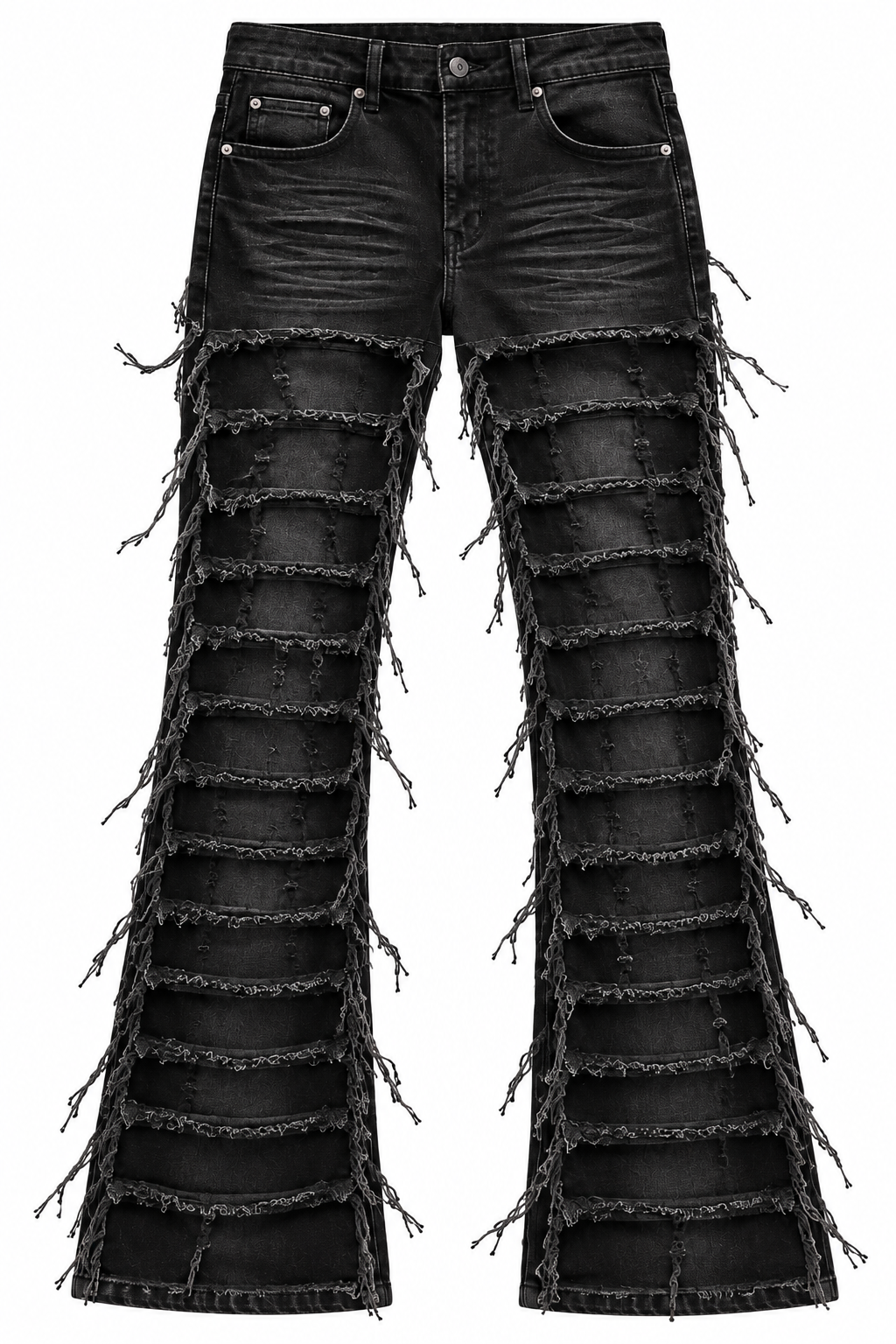 SPARK Jet Black Distressed Flare Jeans