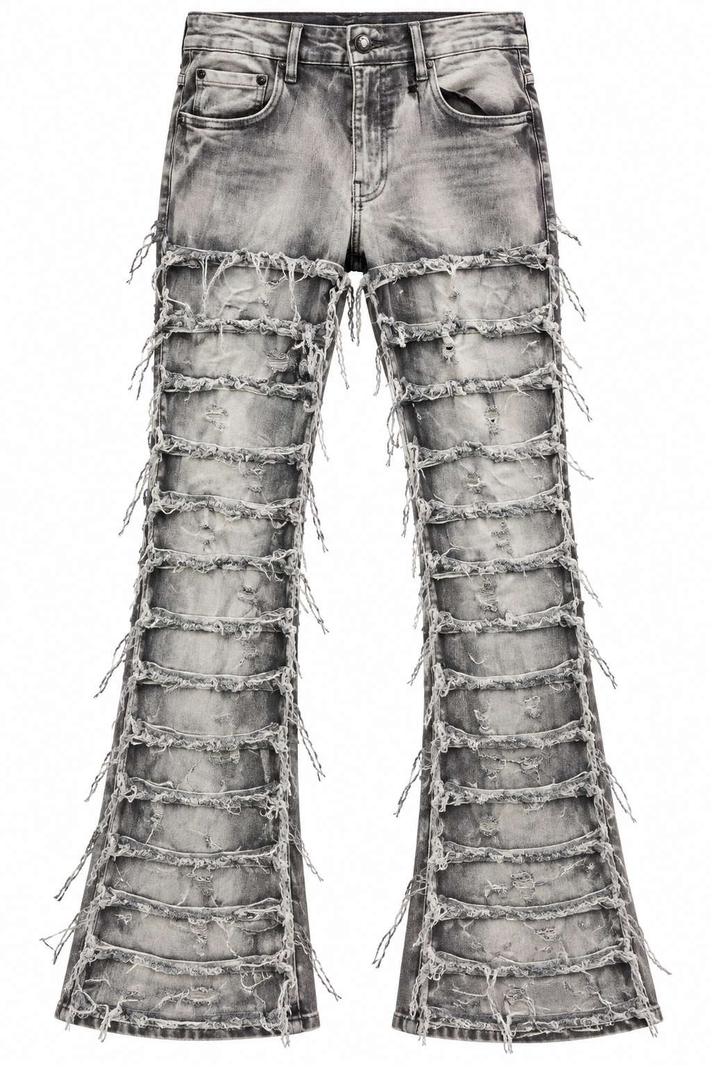 SPARK Grey Wash Distressed Flare Jeans