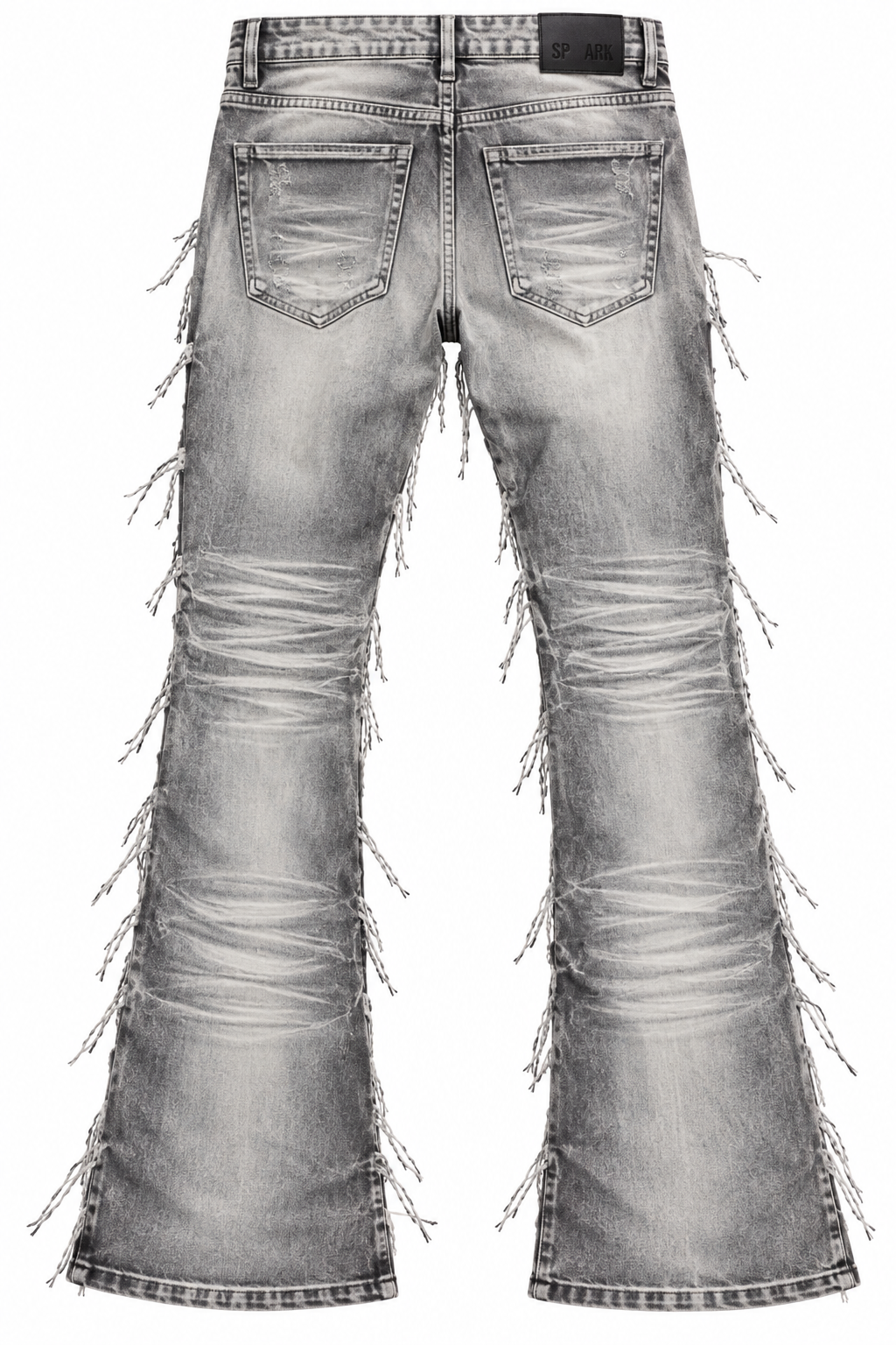 SPARK Grey Wash Distressed Flare Jeans