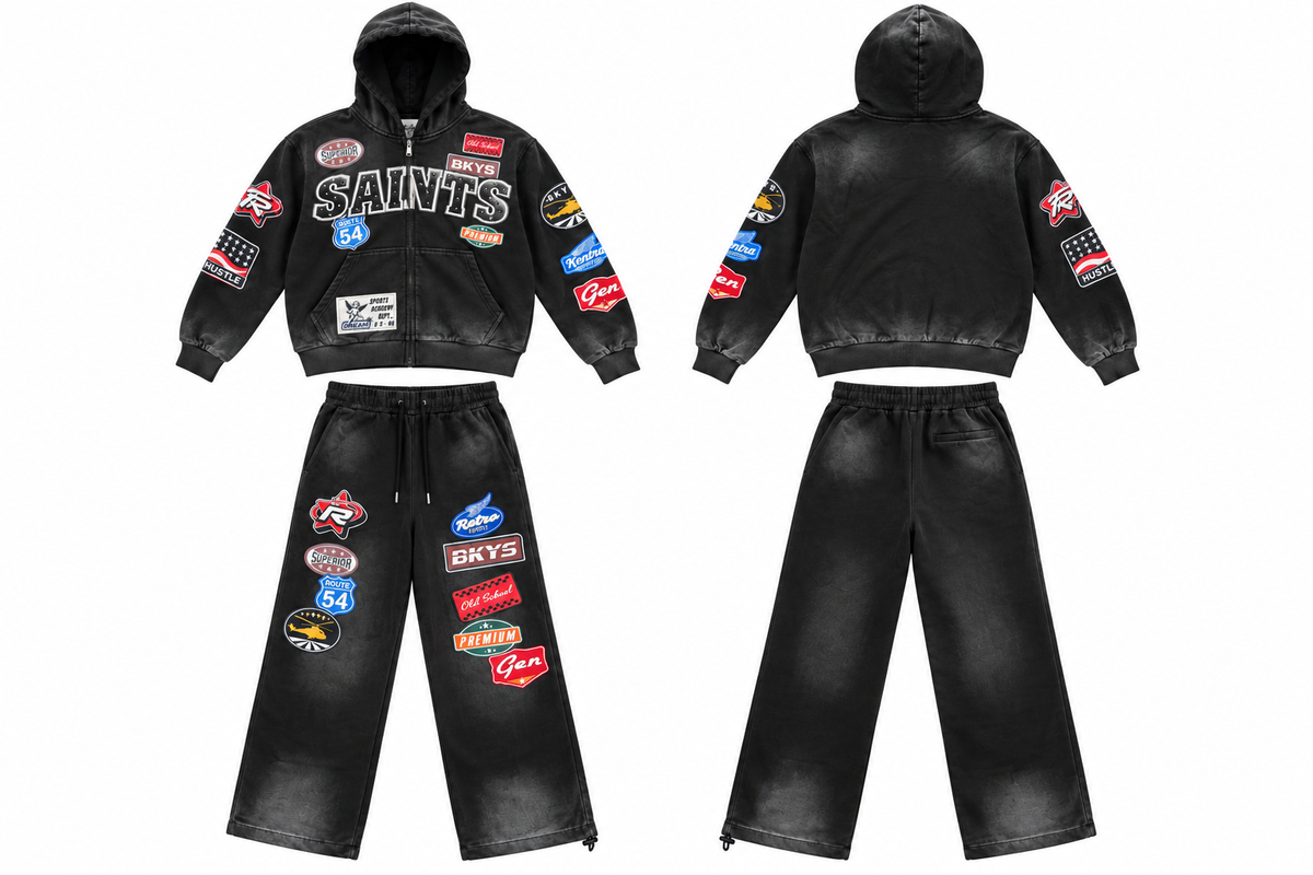 BKYS Saints Patch Zip-Up Hoodie – Black