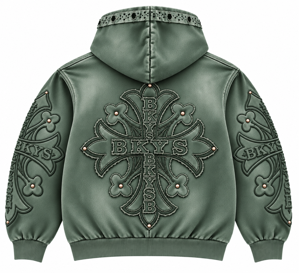 BKYS Cross F.Terry Zip-Up Hoodie Olive