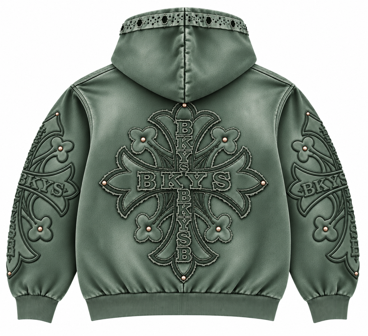 BKYS Cross F.Terry Zip-Up Hoodie Olive