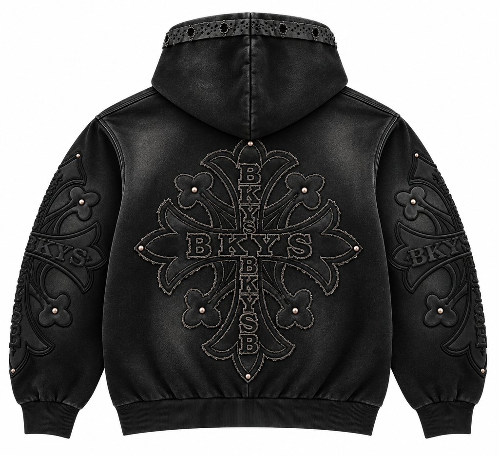 BKYS Cross F.Terry Zip-Up Hoodie - Black