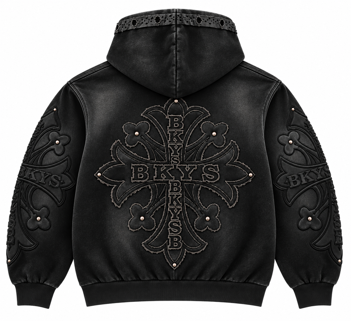 BKYS Cross F.Terry Zip-Up Hoodie - Black