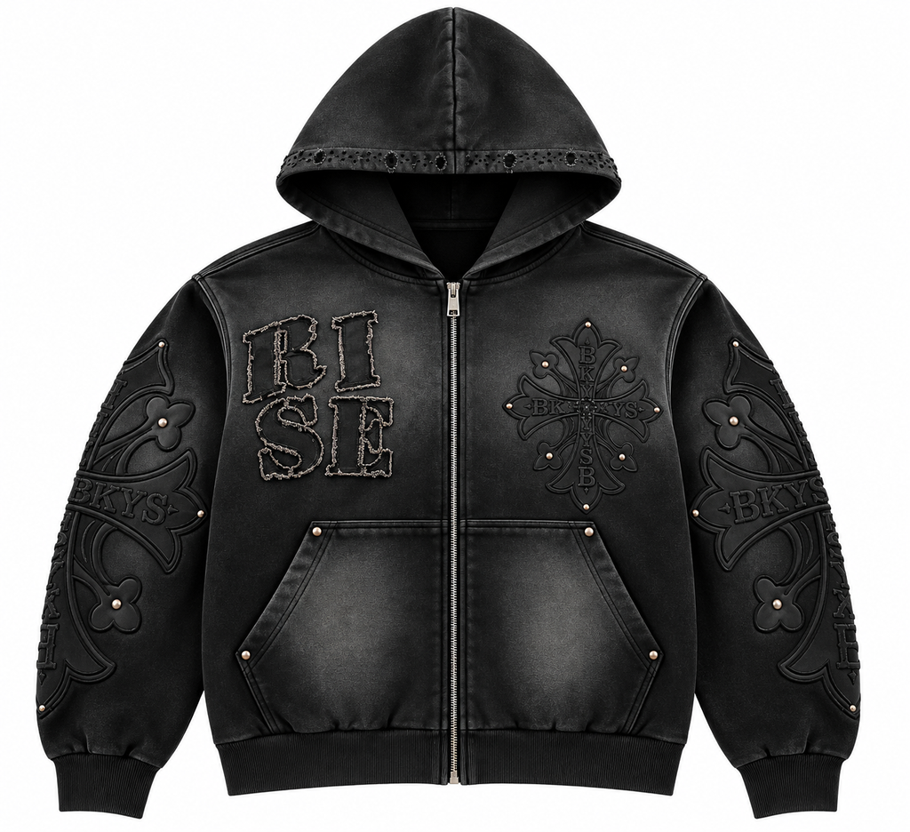 BKYS Cross F.Terry Zip-Up Hoodie - Black