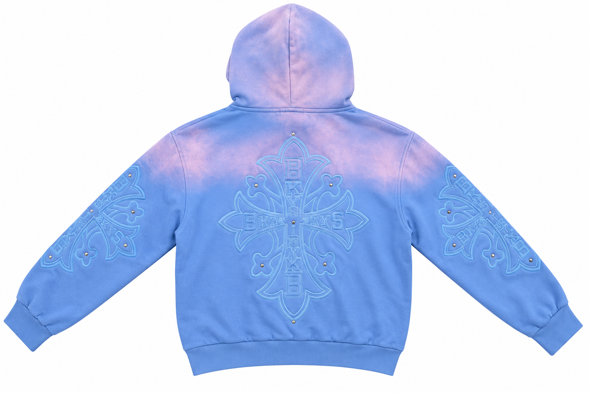 BKYS Cross F.Terry Zip-Up Hoodie - Blue