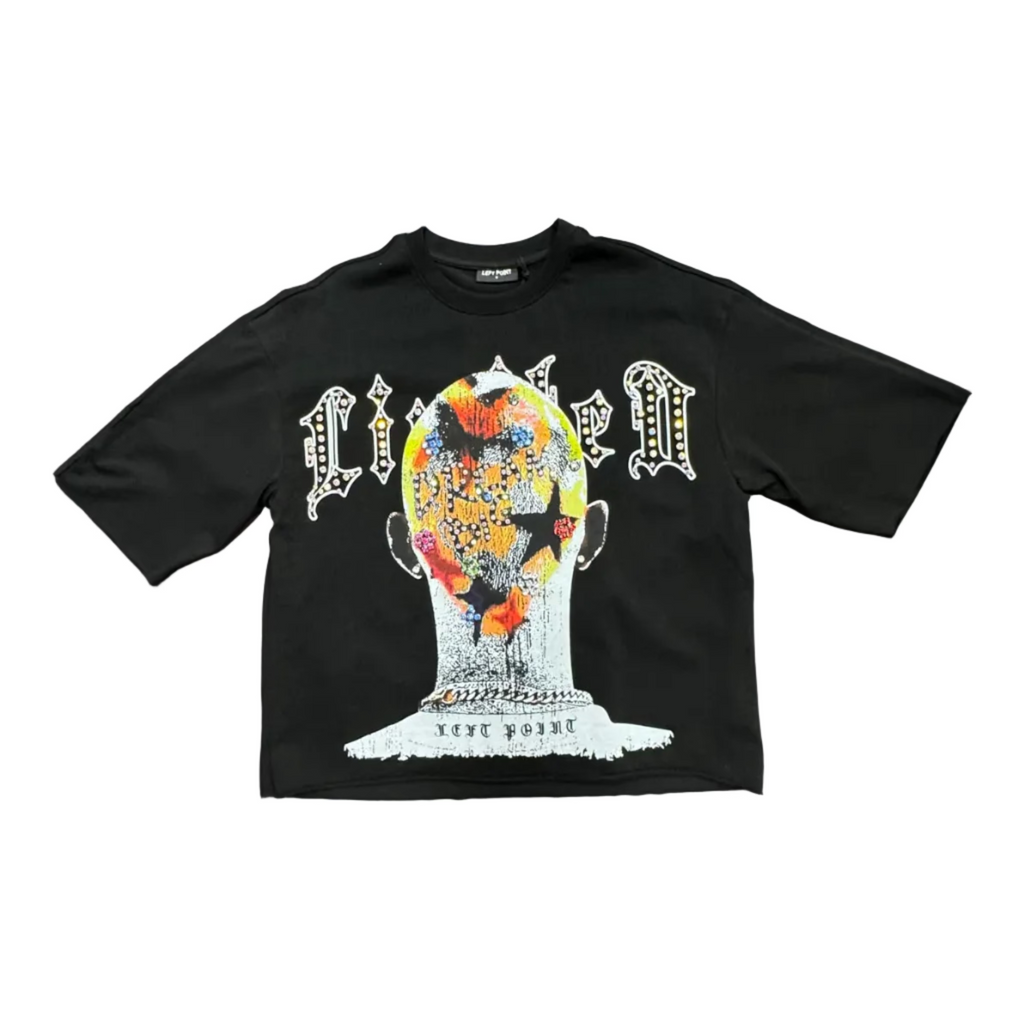 Left Point Crystal Skull Graphic Tee - Black