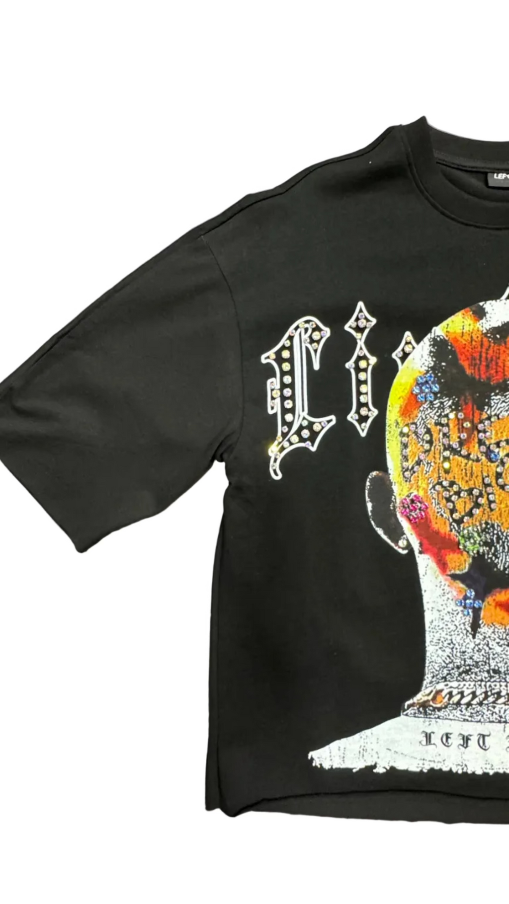 Left Point Crystal Skull Graphic Tee - Black
