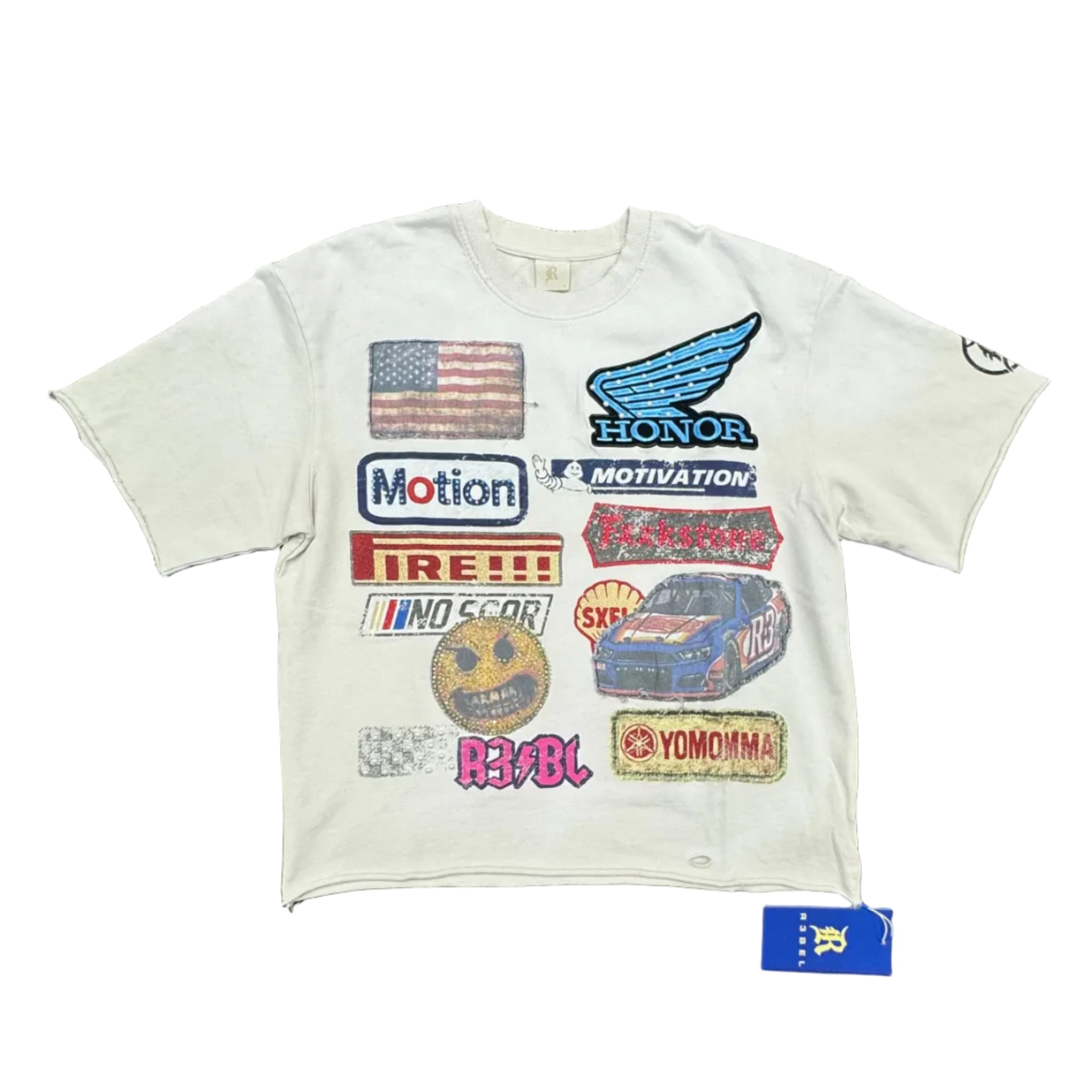 R3bel Racing Patch Tee- Creme