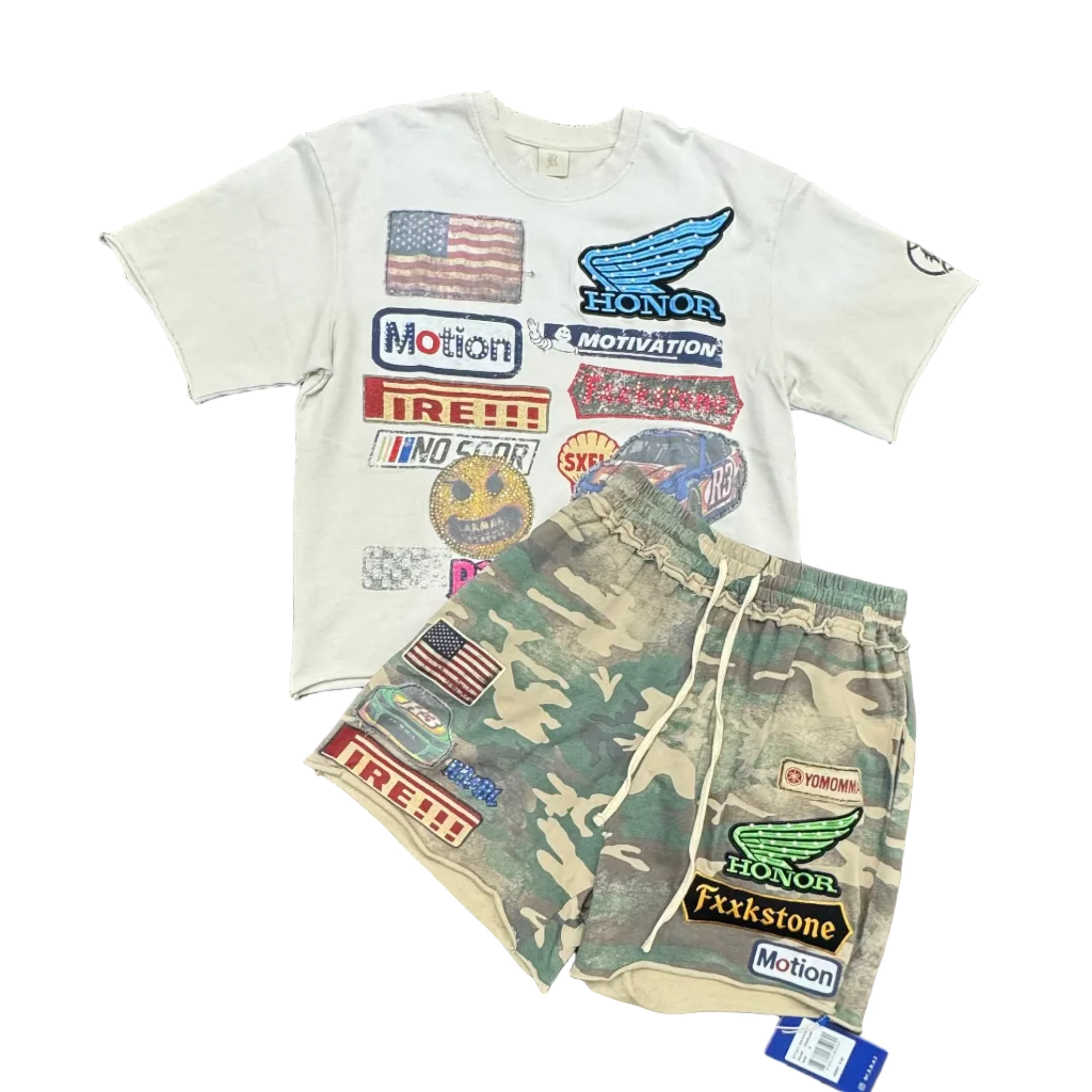 R3bel Racing Patch Tee- Creme