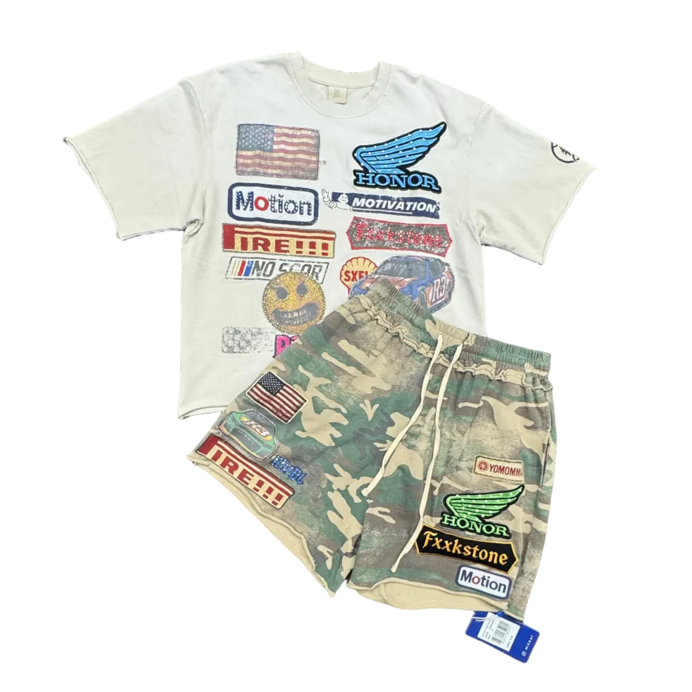R3BEL Racing Patch Shorts– Camo
