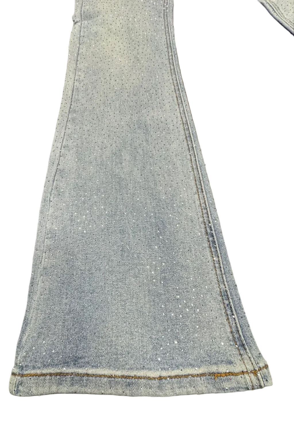 KDNK Rhinestone Flare Jeans– Light Wash