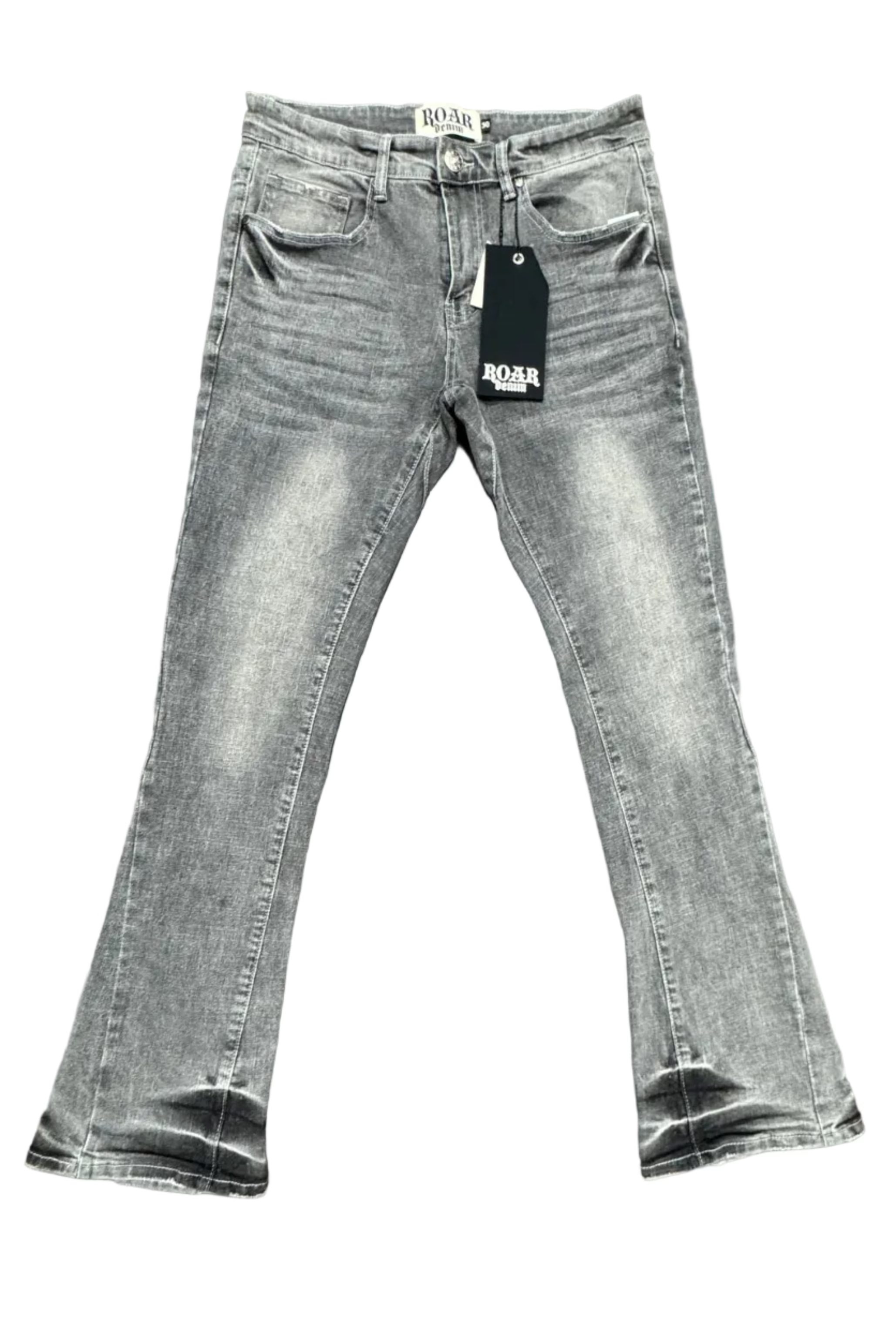 Roar Denim Stacked Flared Jeans- Grey