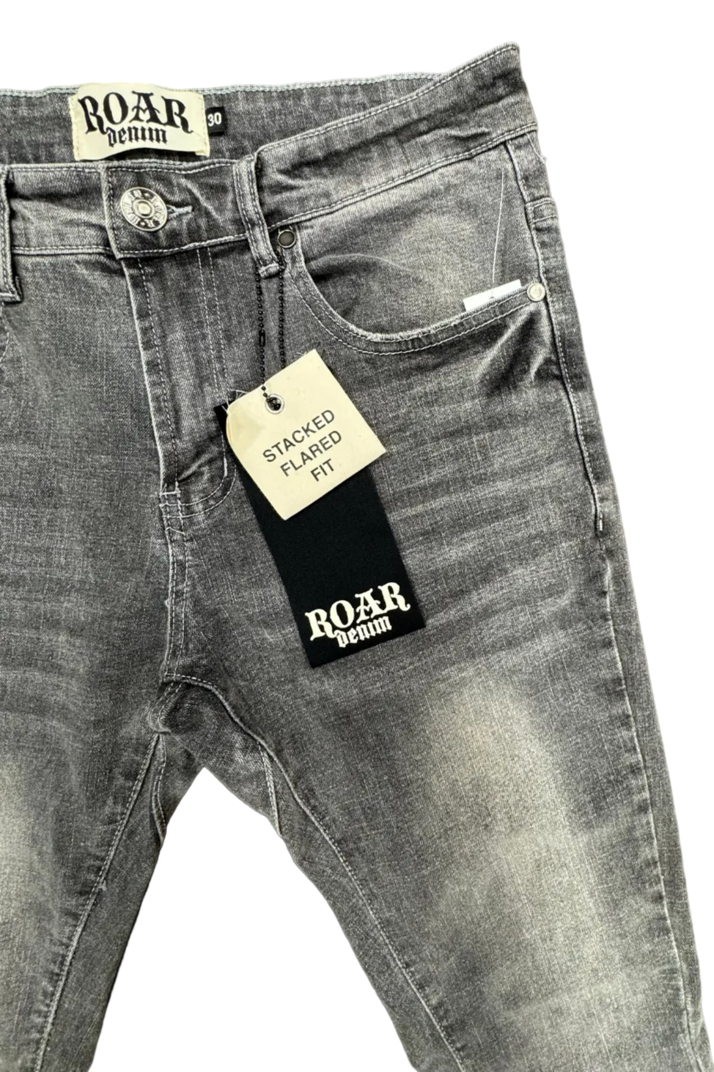Roar Denim Stacked Flared Jeans- Grey