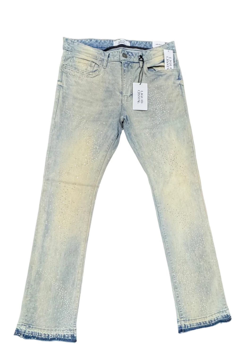 Liquid Crystal Stacked Rhinestone Jeans