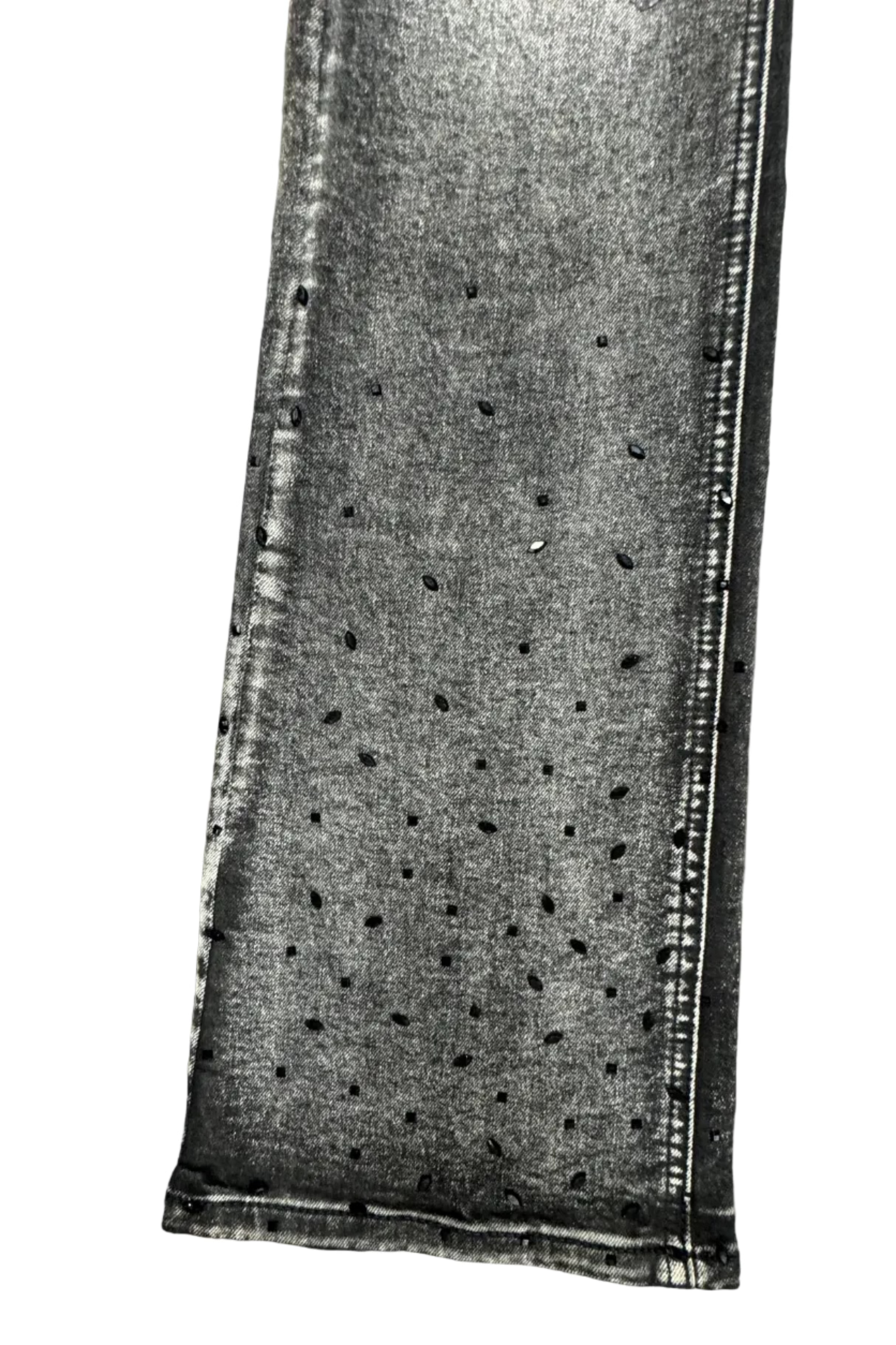 KDNK Rhinestone Flare Jeans- Black