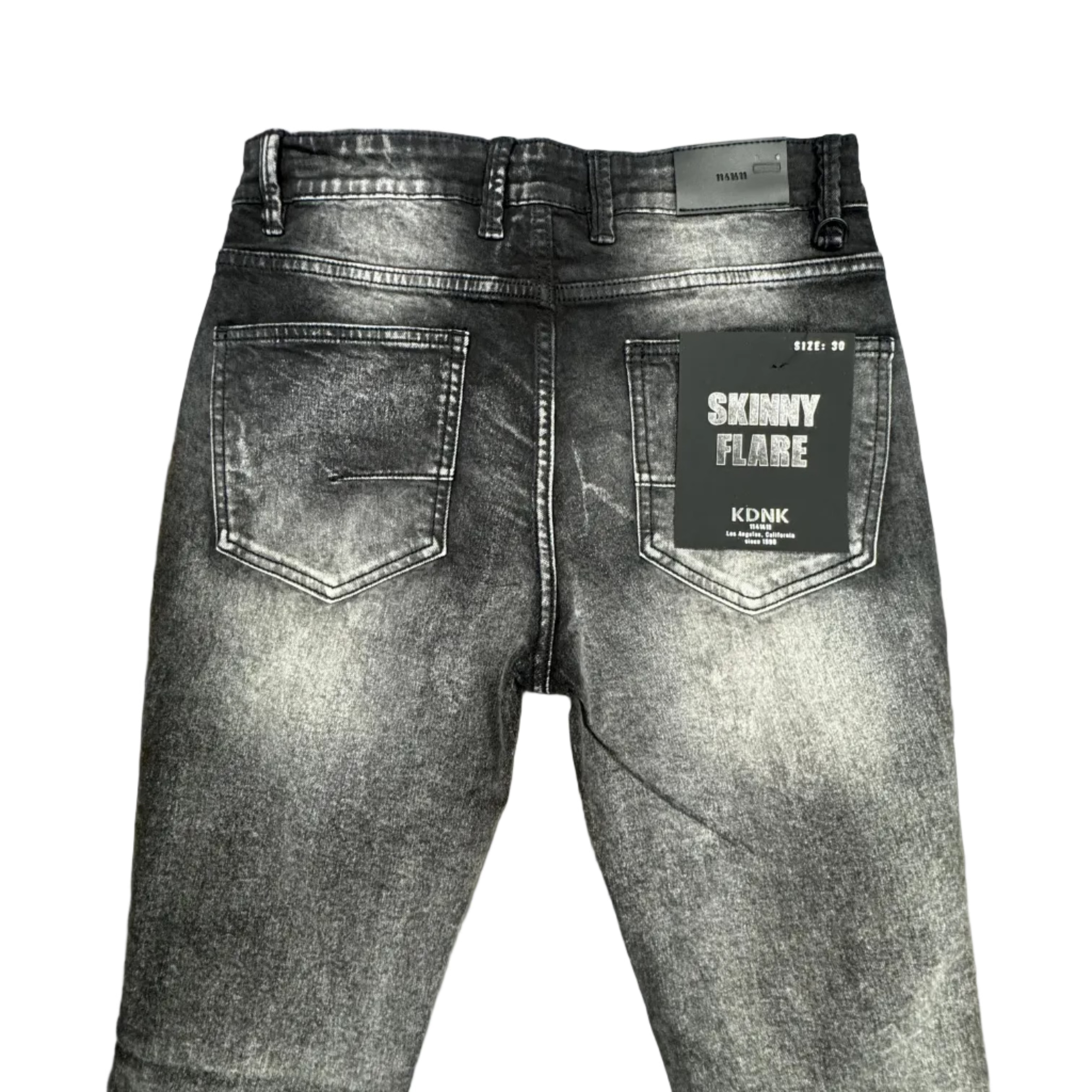 KDNK Rhinestone Flare Jeans- Black