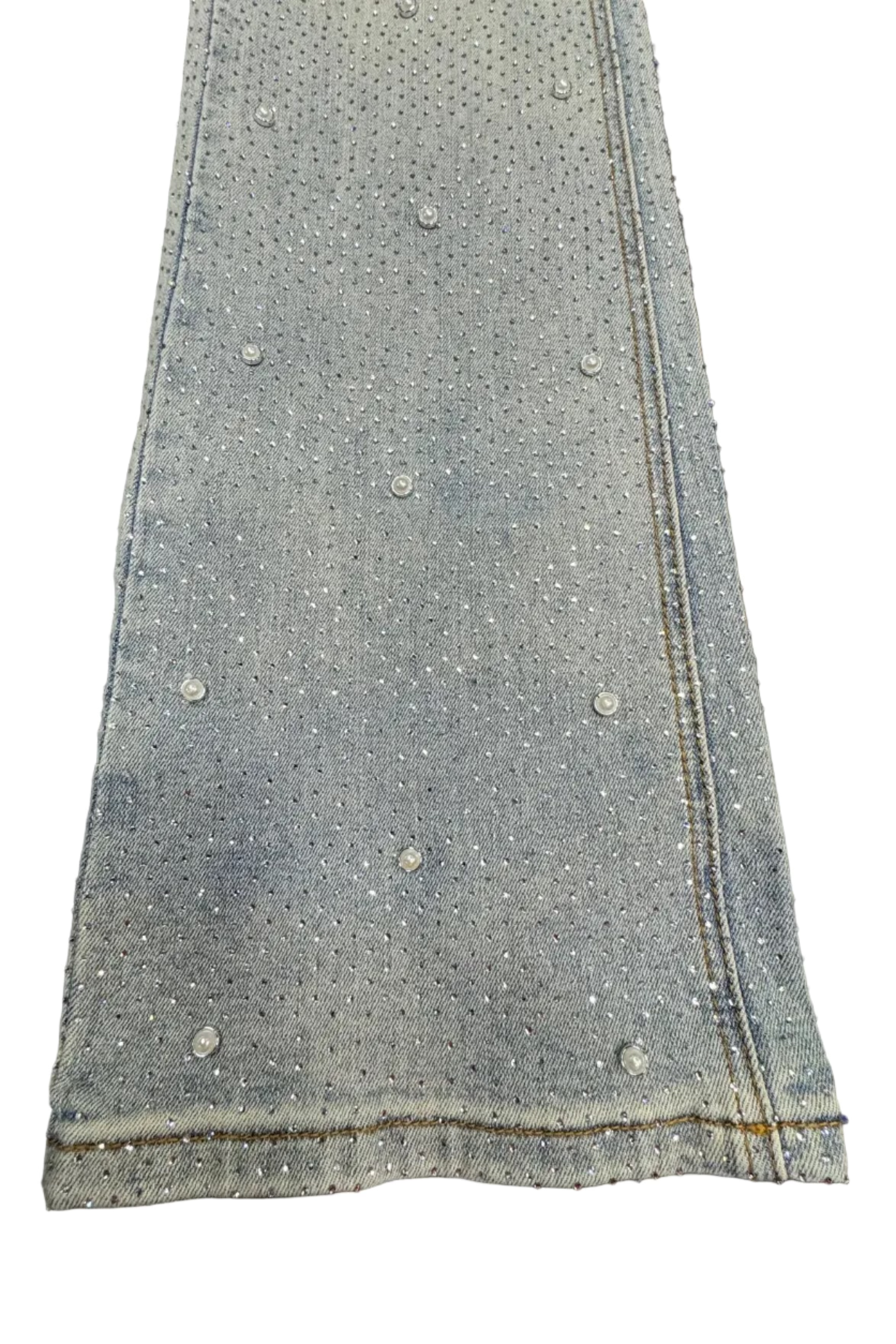 KDNK Skinny Flare Rhinestone Jeans– Lt Wash