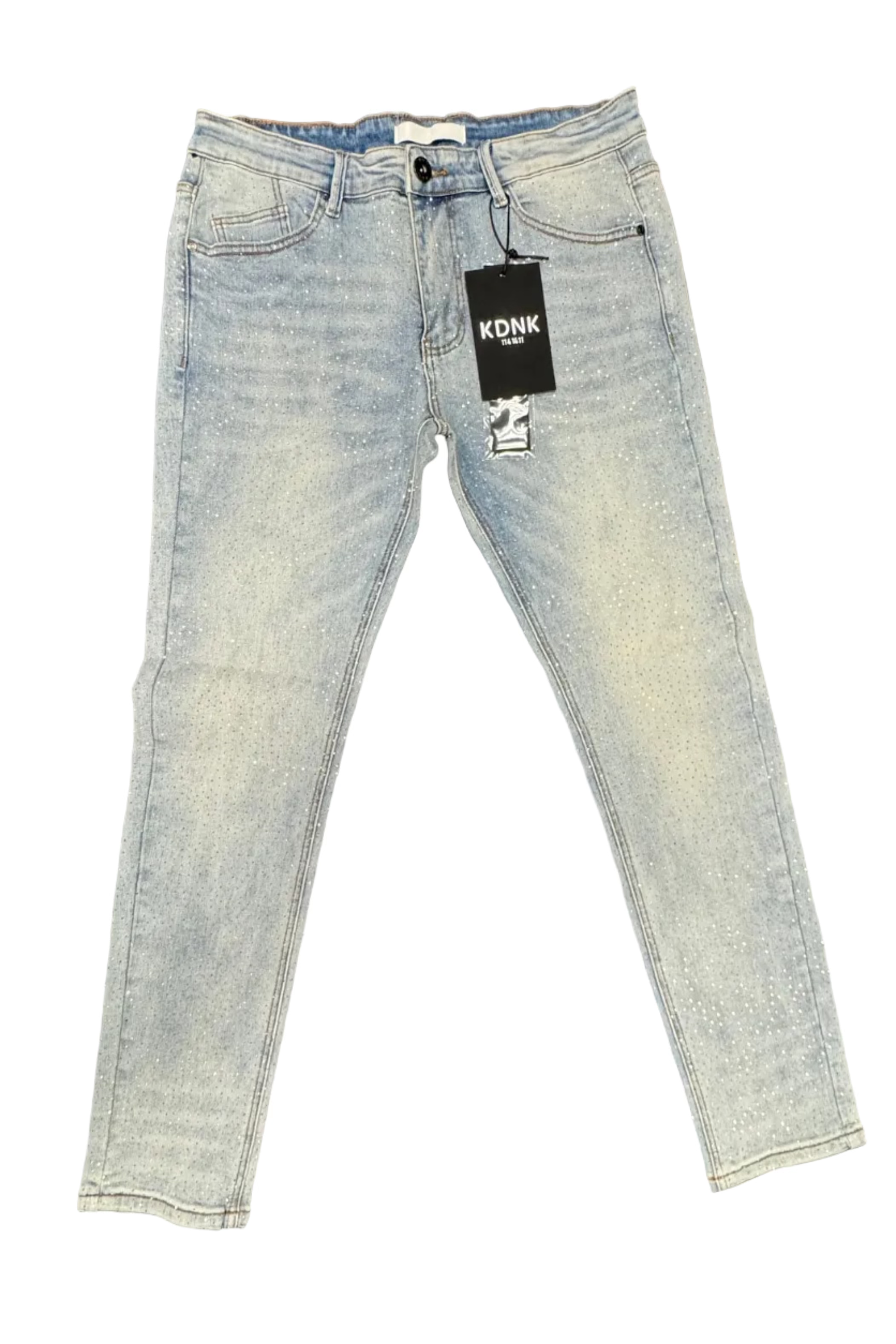 KDNK Iced Blue Rhinestone Skinny Jeans