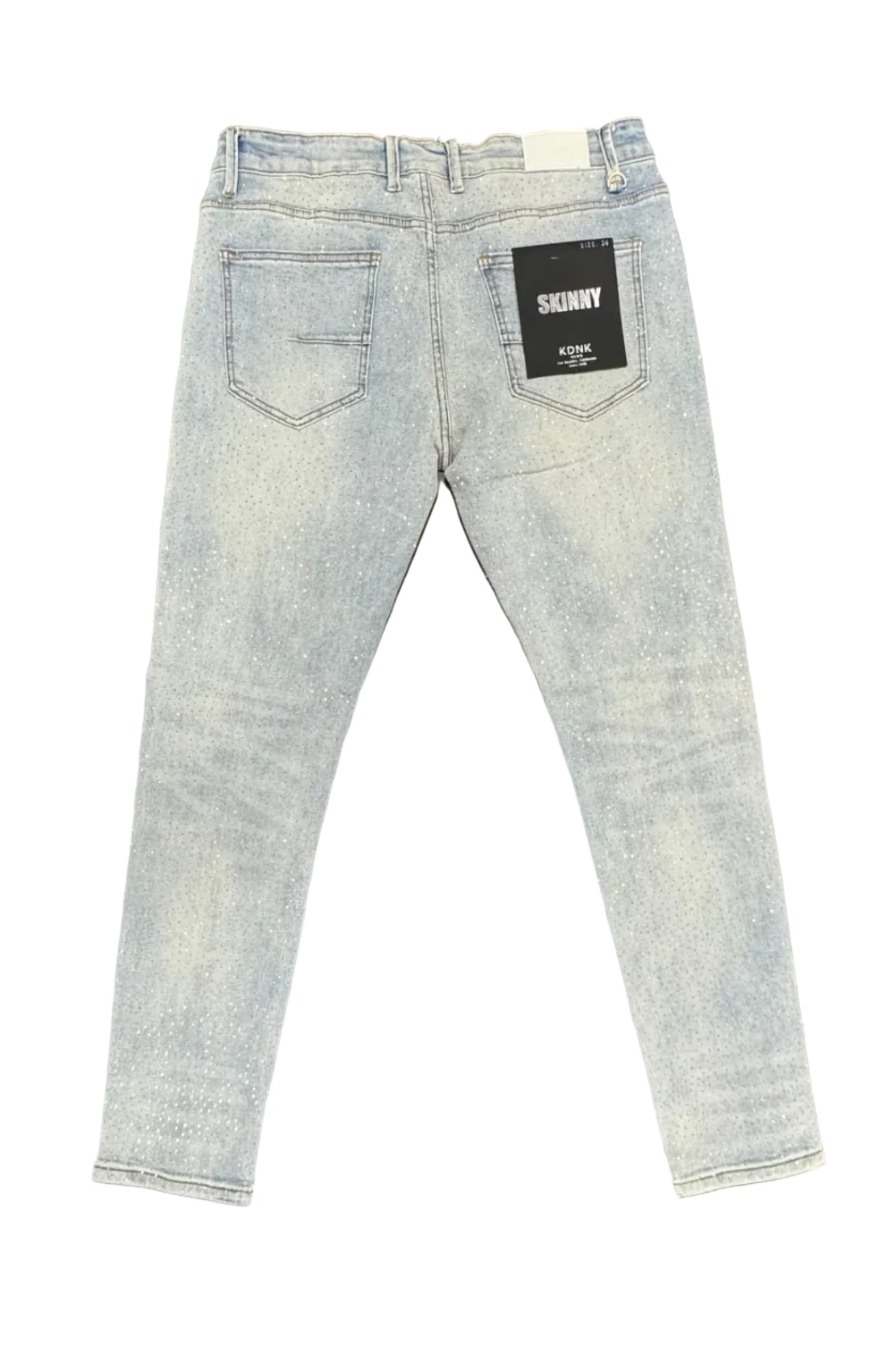 KDNK Iced Blue Rhinestone Skinny Jeans