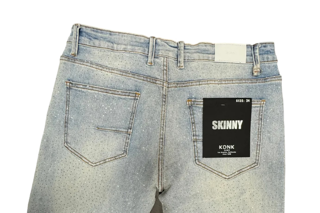 KDNK Iced Blue Rhinestone Skinny Jeans