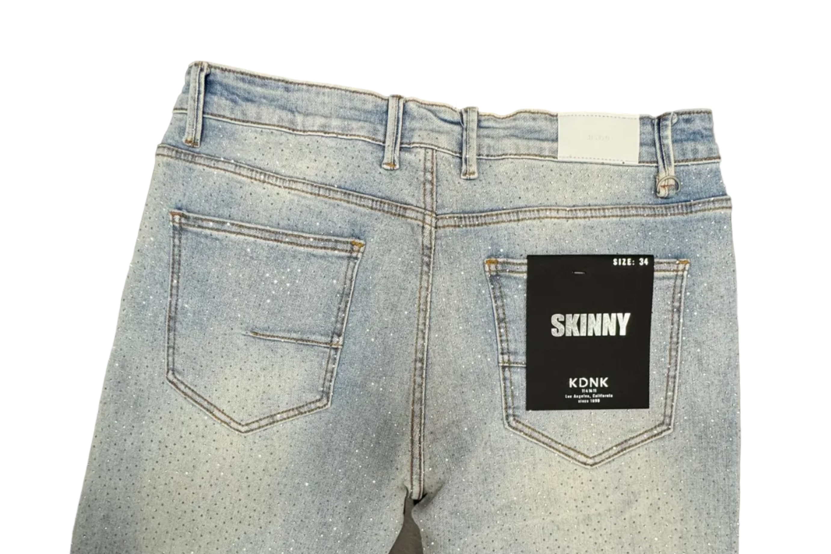 KDNK Iced Blue Rhinestone Skinny Jeans