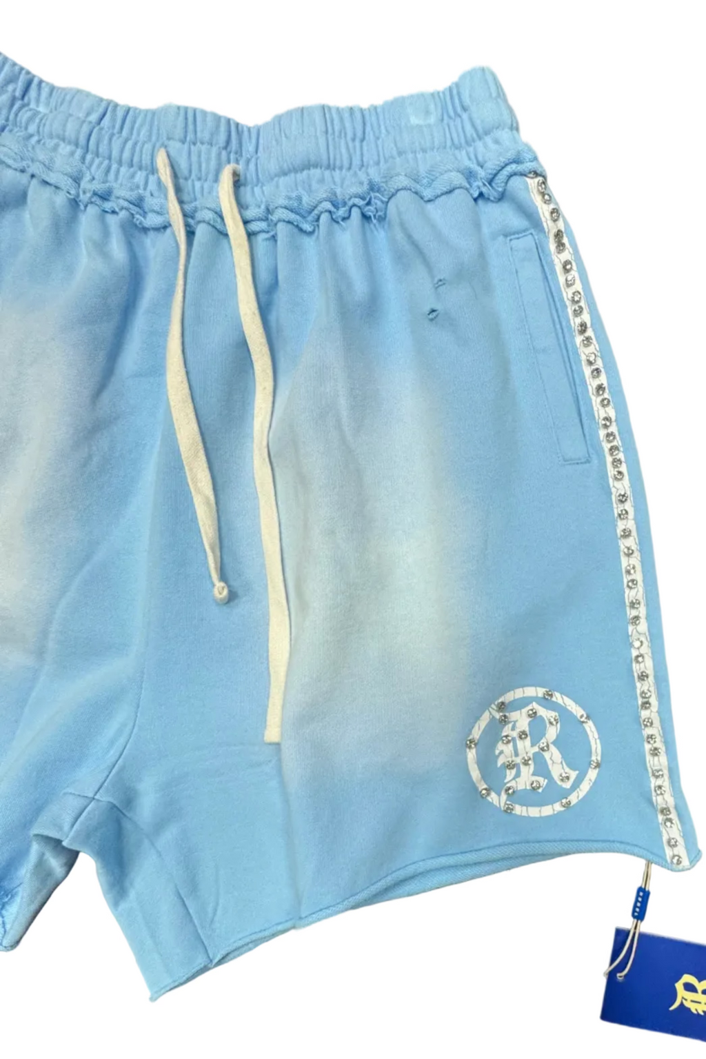 R3BEL Rhinestone Tape Fleece Shorts