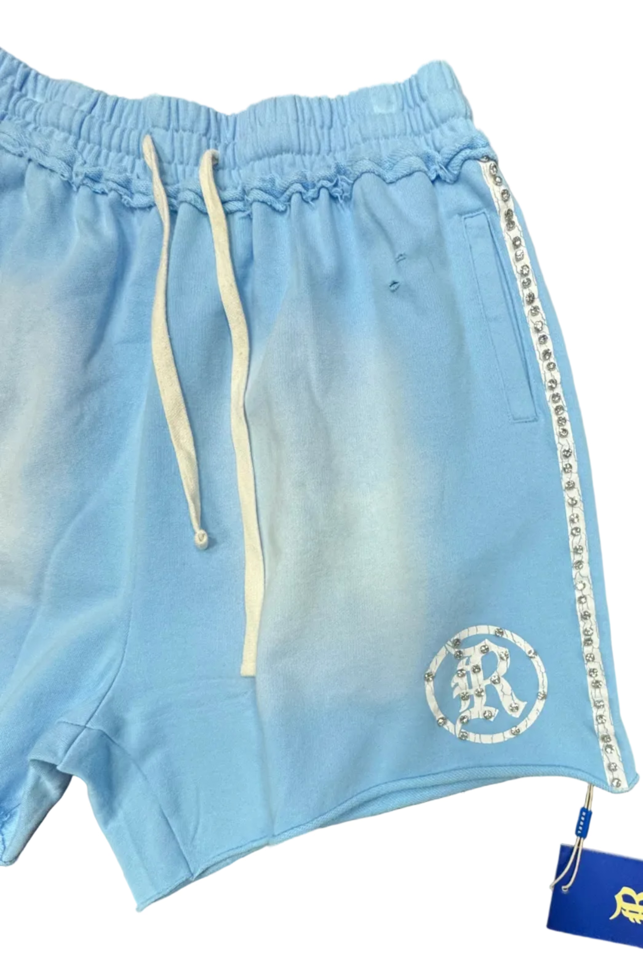 R3BEL Rhinestone Tape Fleece Shorts