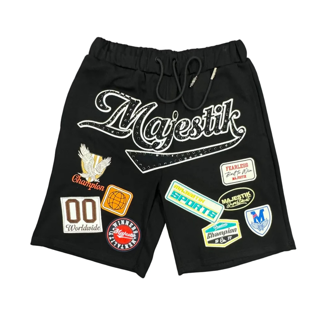 Majestik Rhinestone Graphic Fleece Shorts