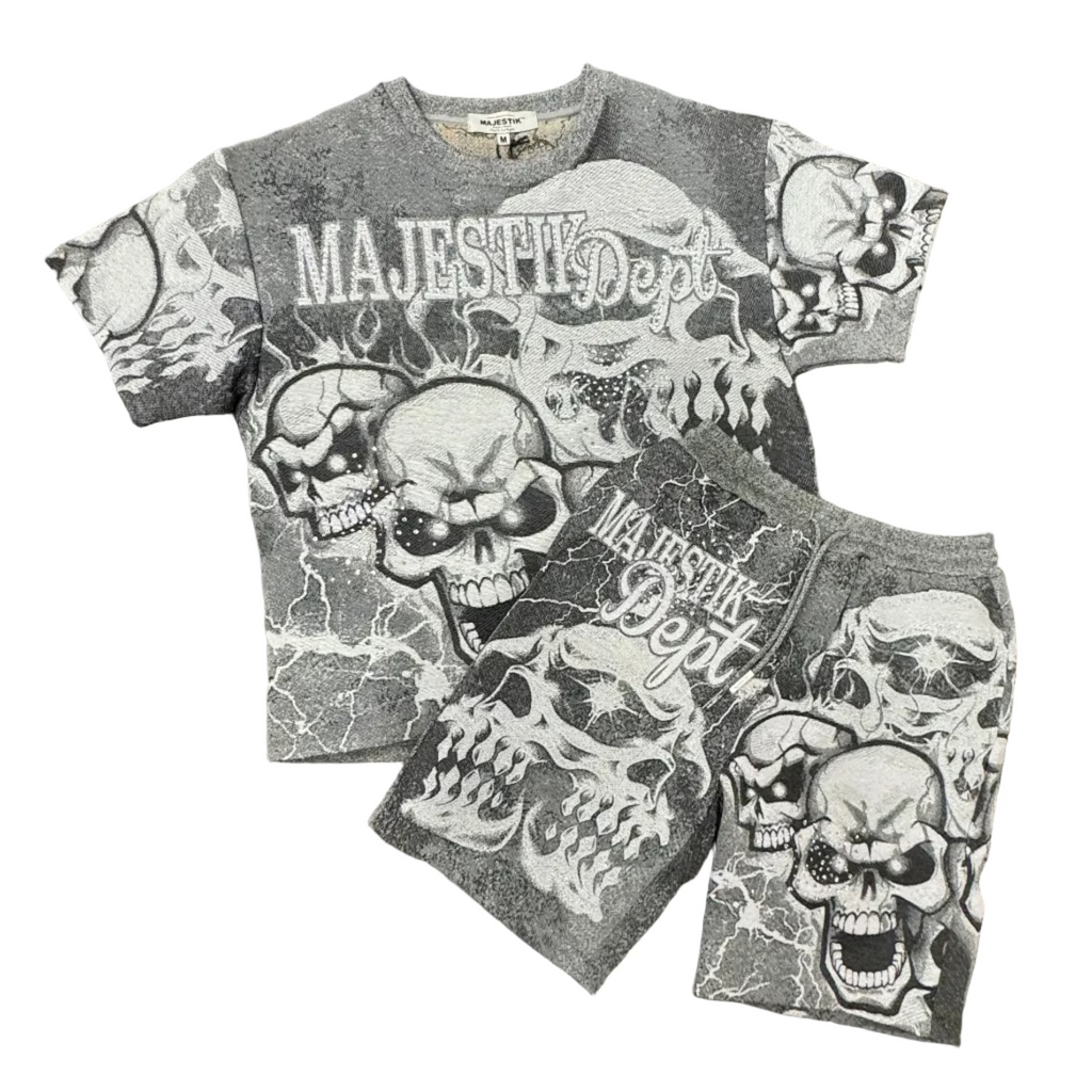 Majestik "Skull Inferno" Shorts– Grey