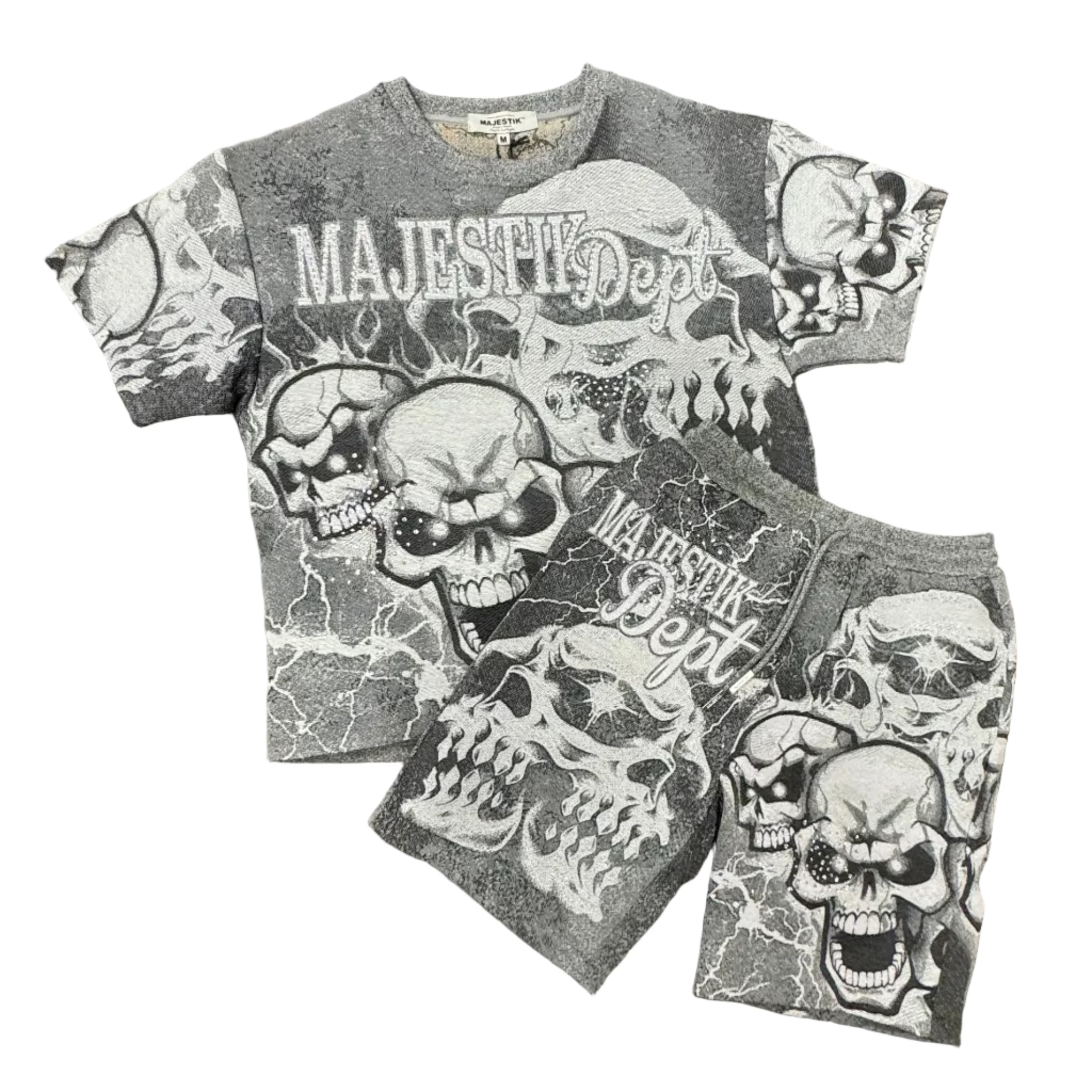 Majestik "Skull Inferno" Shorts– Grey