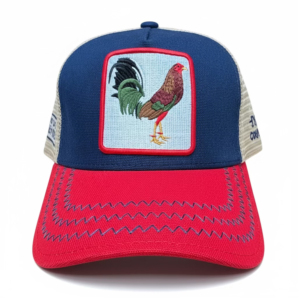 Rooster Patch Trucker Hat – Navy/Red