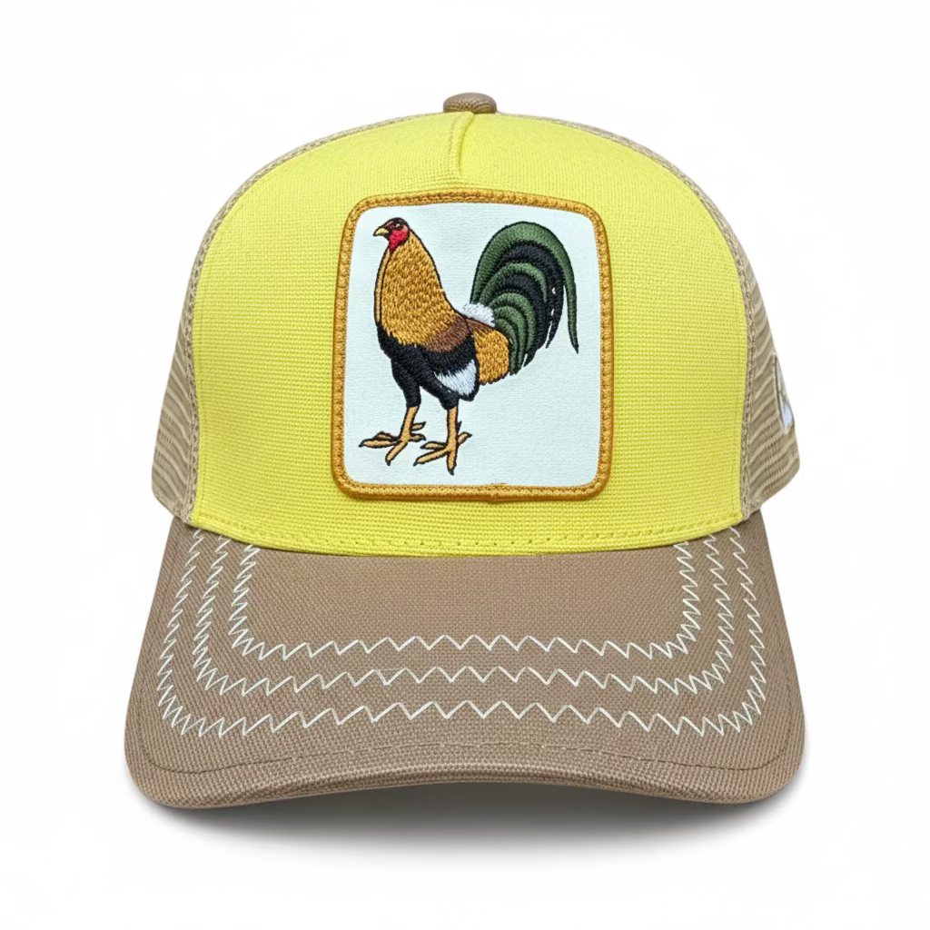 Rooster Patch Trucker Hat – Yellow/Tan