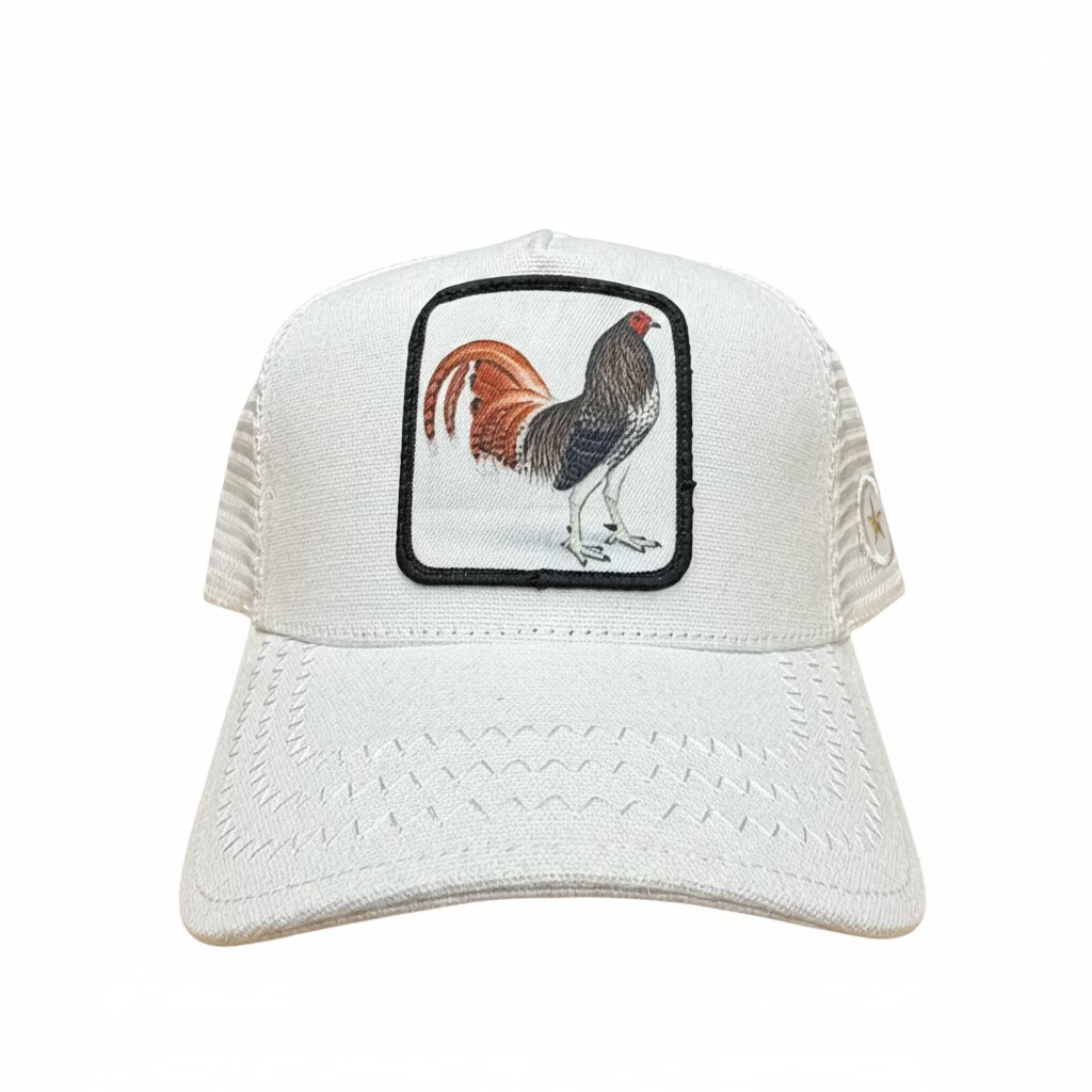 Rooster Patch Trucker Hat – White
