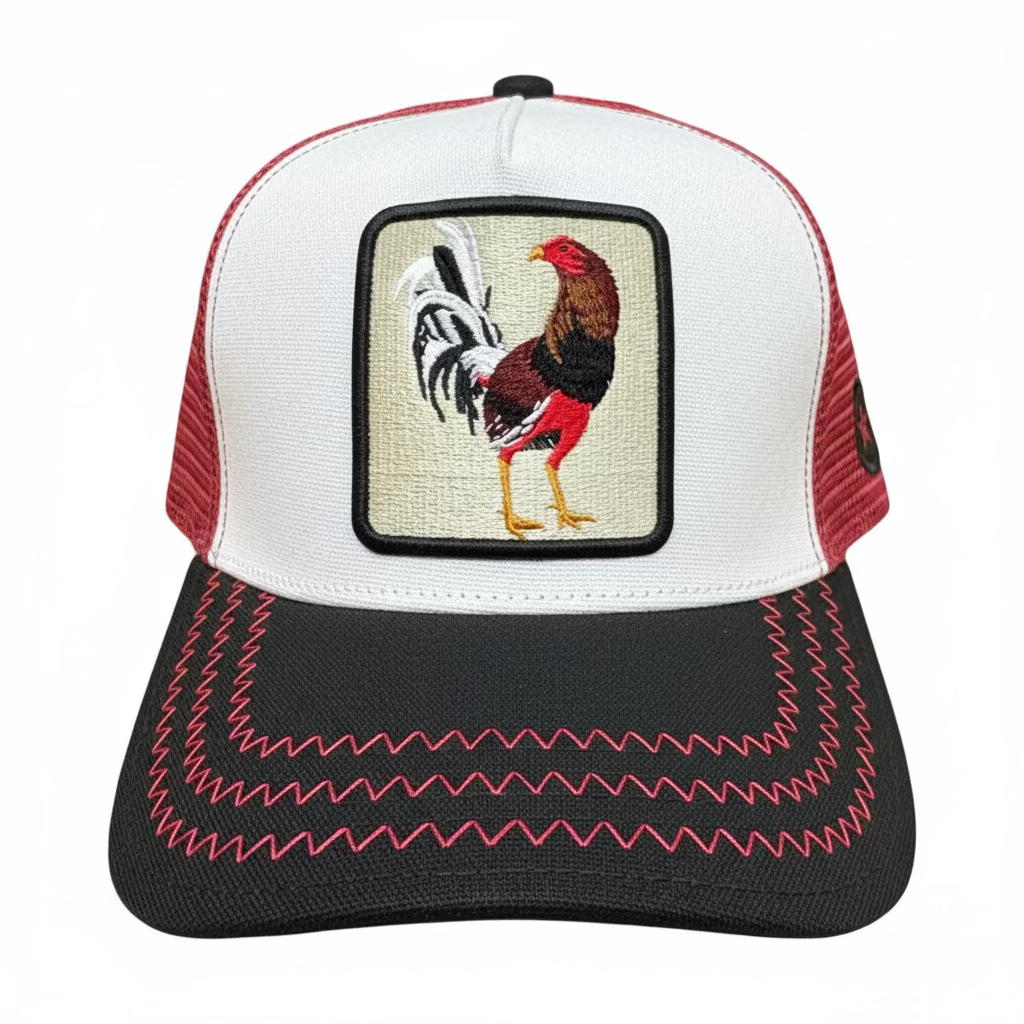 Rooster Trucker Hat – Burgundy/Black/Red