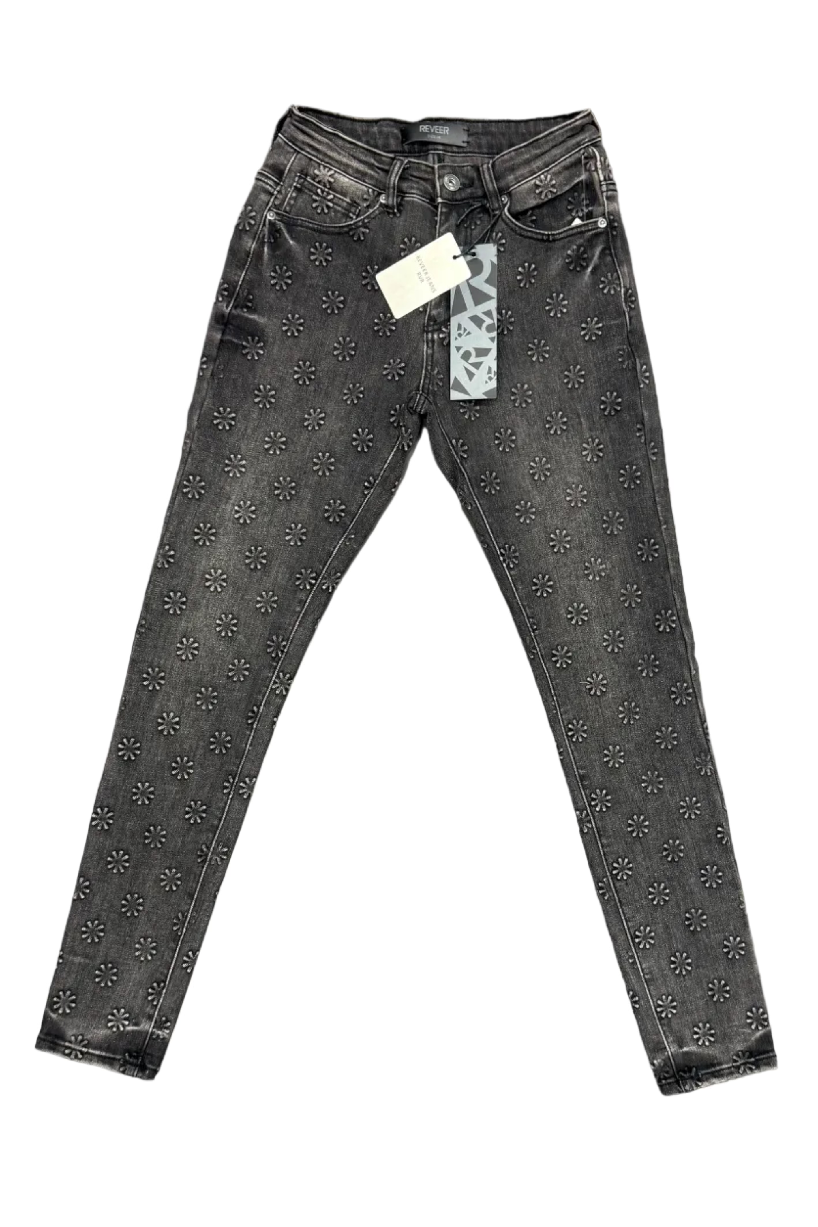 Rever Jeans Floral Embossed Jeans Grey