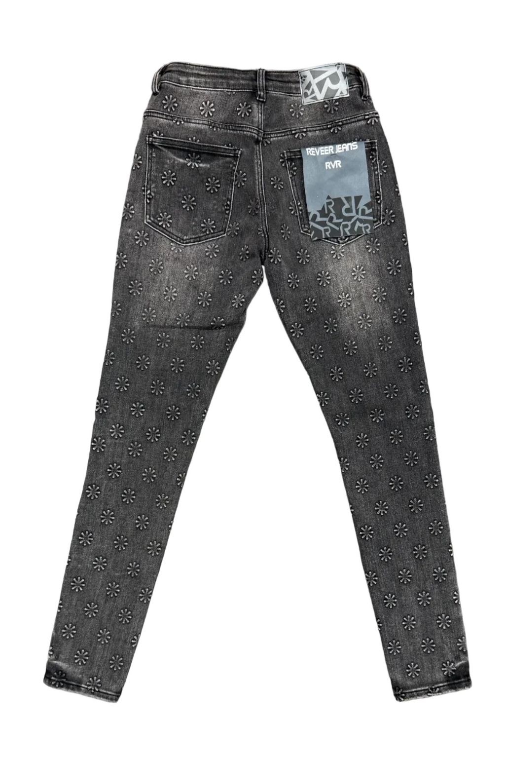 Rever Jeans Floral Embossed Jeans Grey