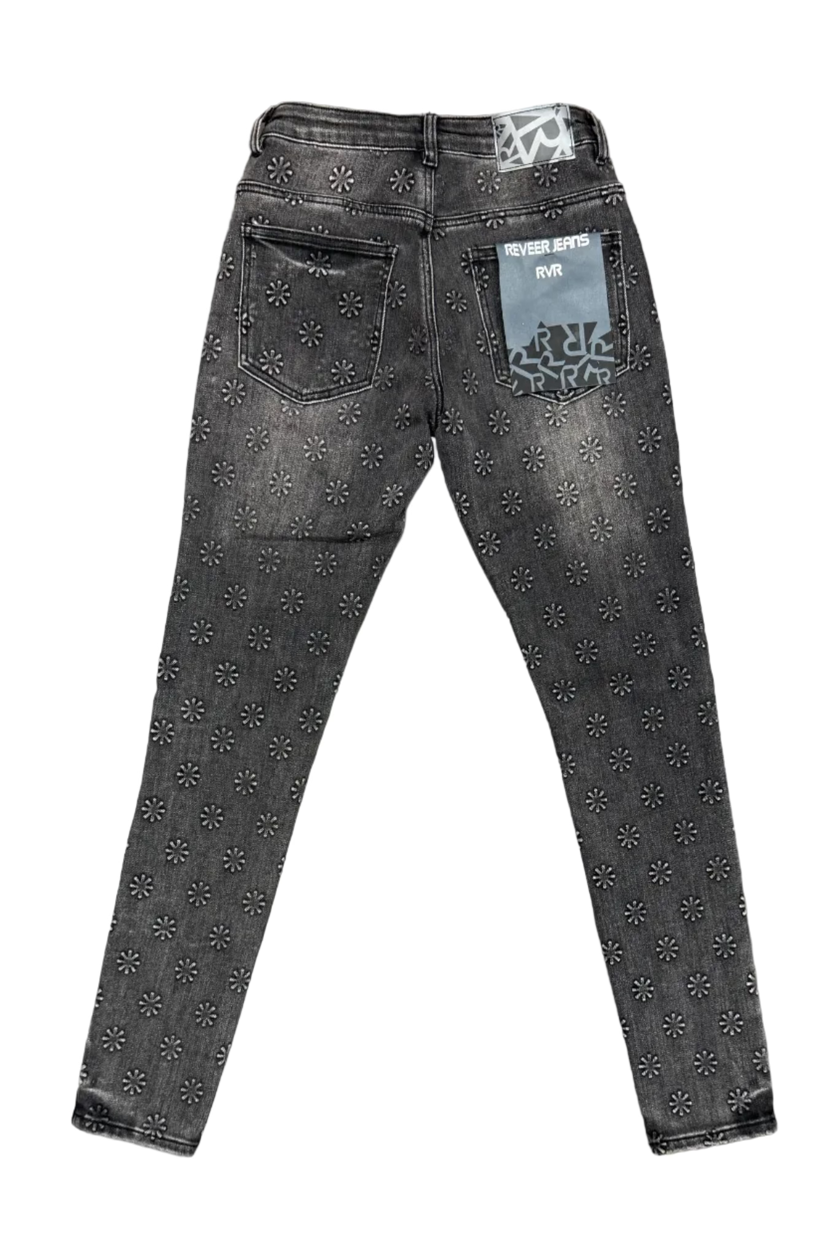 Rever Jeans Floral Embossed Jeans Grey