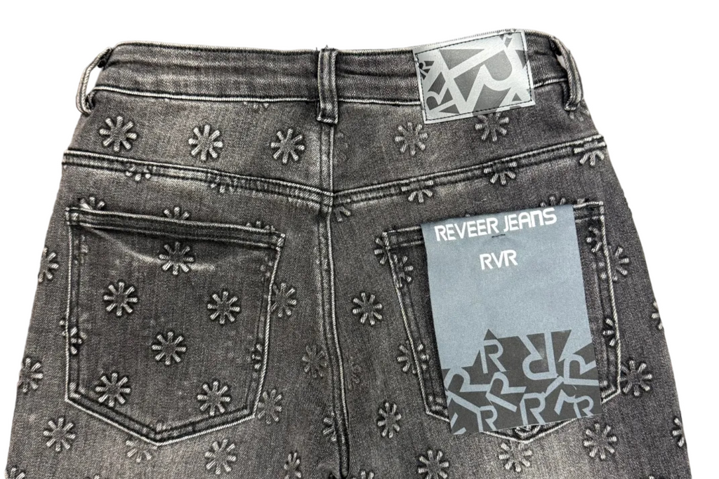 Rever Jeans Floral Embossed Jeans Grey