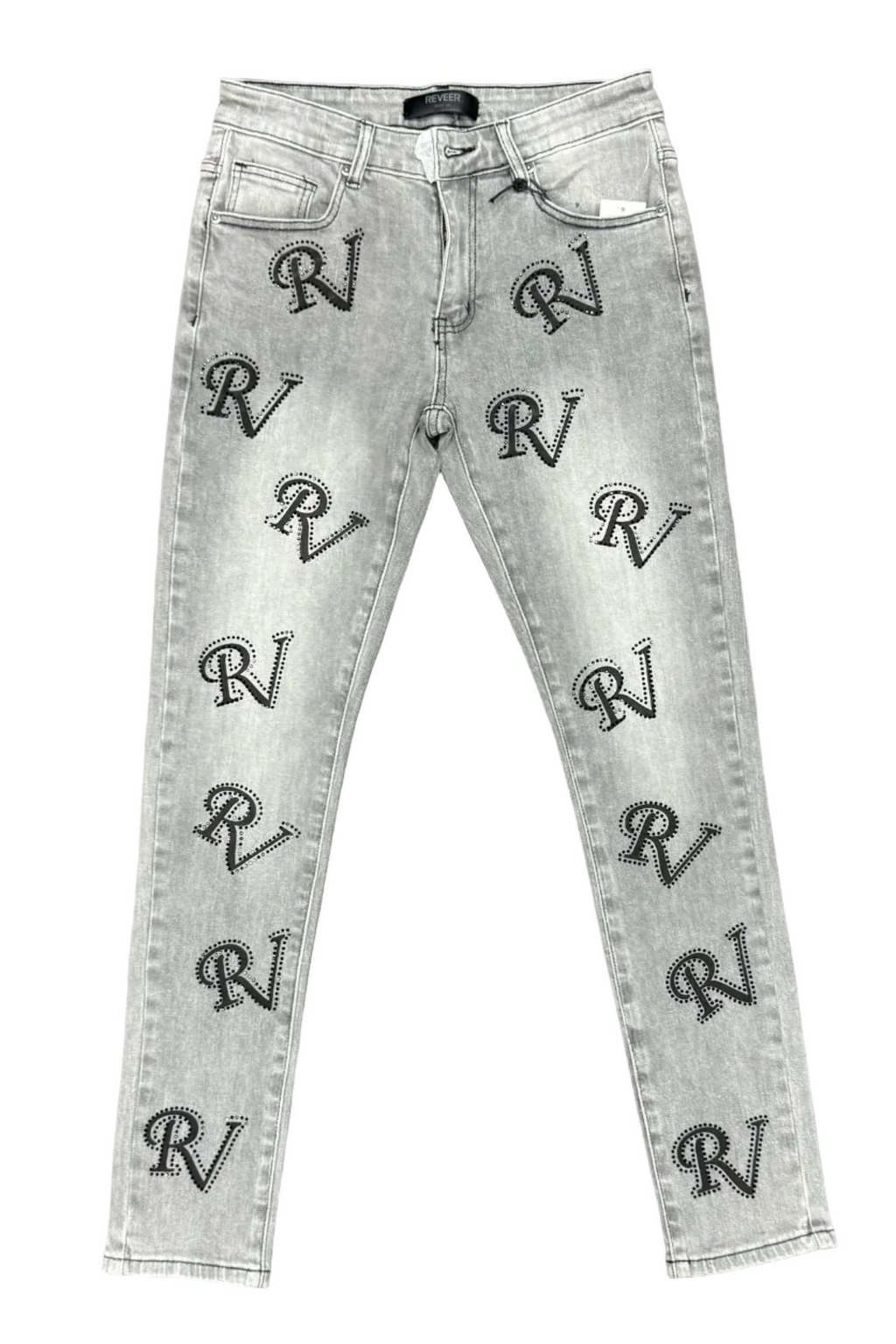 Reveer Monogram Rhinestone Jeans Grey