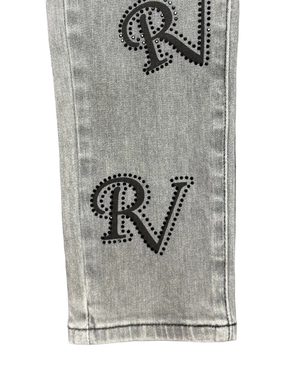 Reveer Monogram Rhinestone Jeans Grey